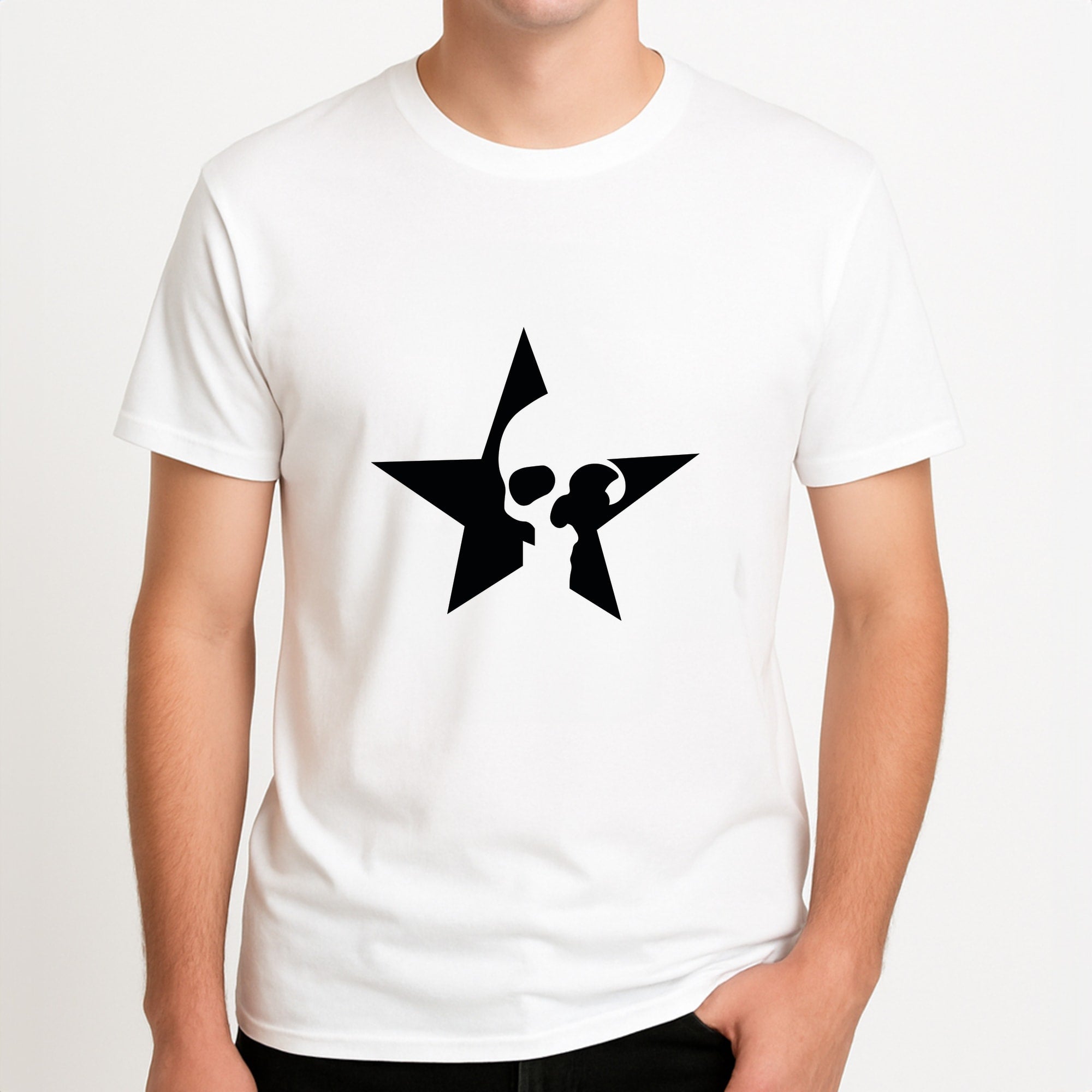 Skulls And Stars - Skate Aesthetic Unisex T-Shirt, worn by a male model.