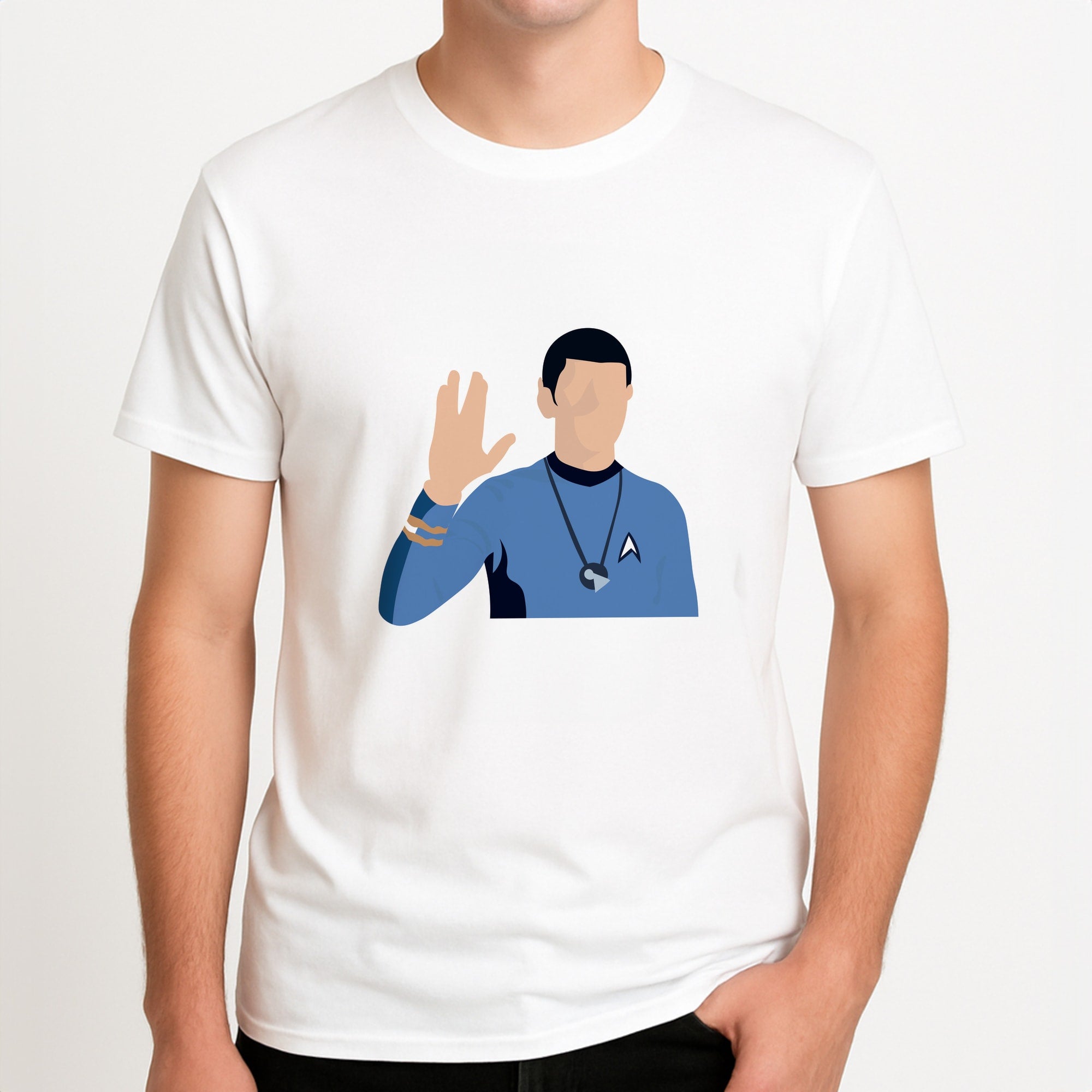 Spock Unisex T-Shirt, worn by a male model.