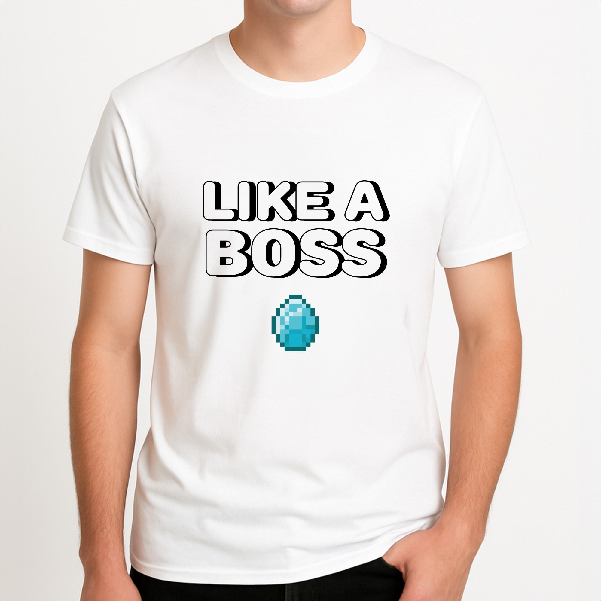 Like A Boss Unisex T-Shirt, worn by a male model.