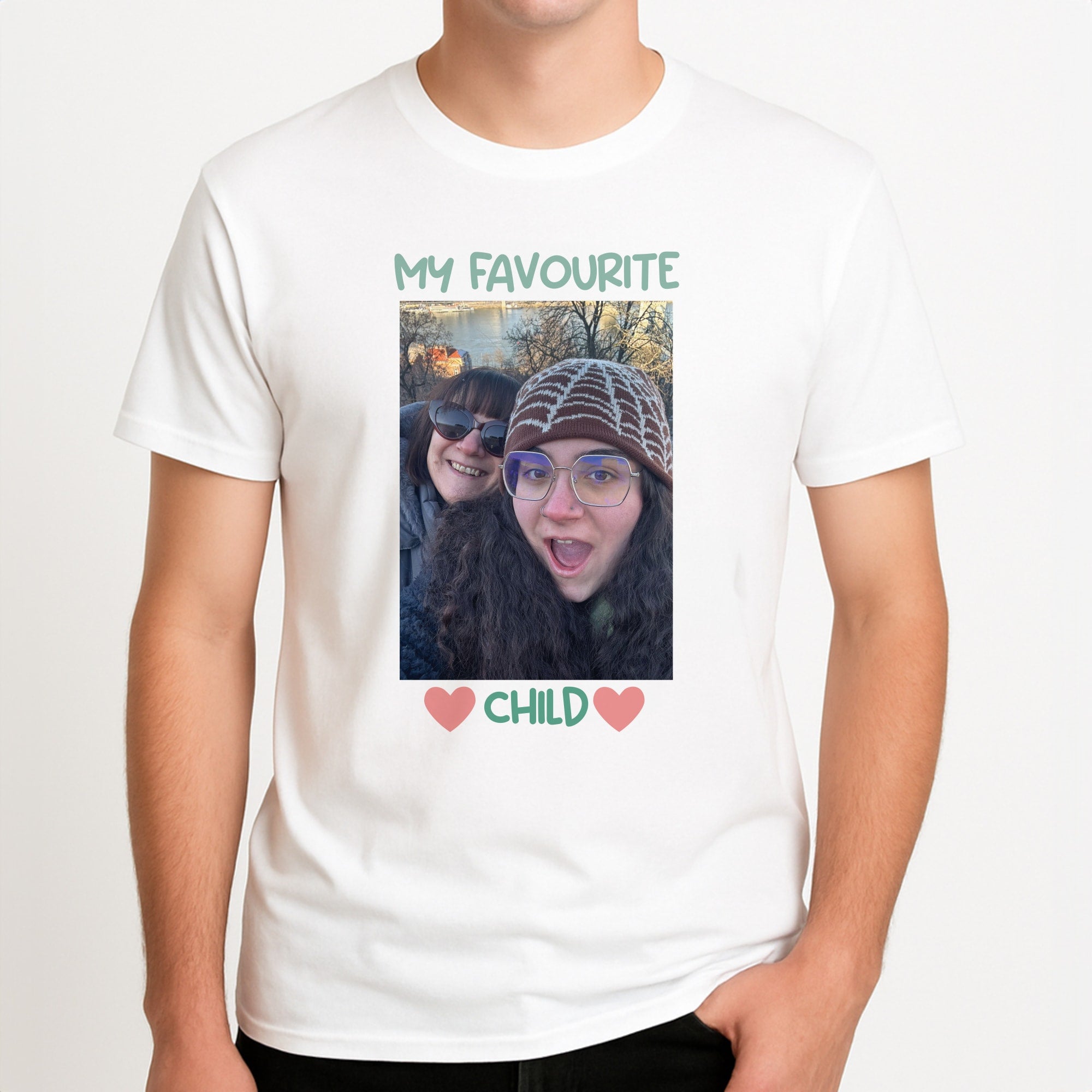 My Favourite Child - Personalised Mother's Day Unisex T-Shirt, worn by a male model.