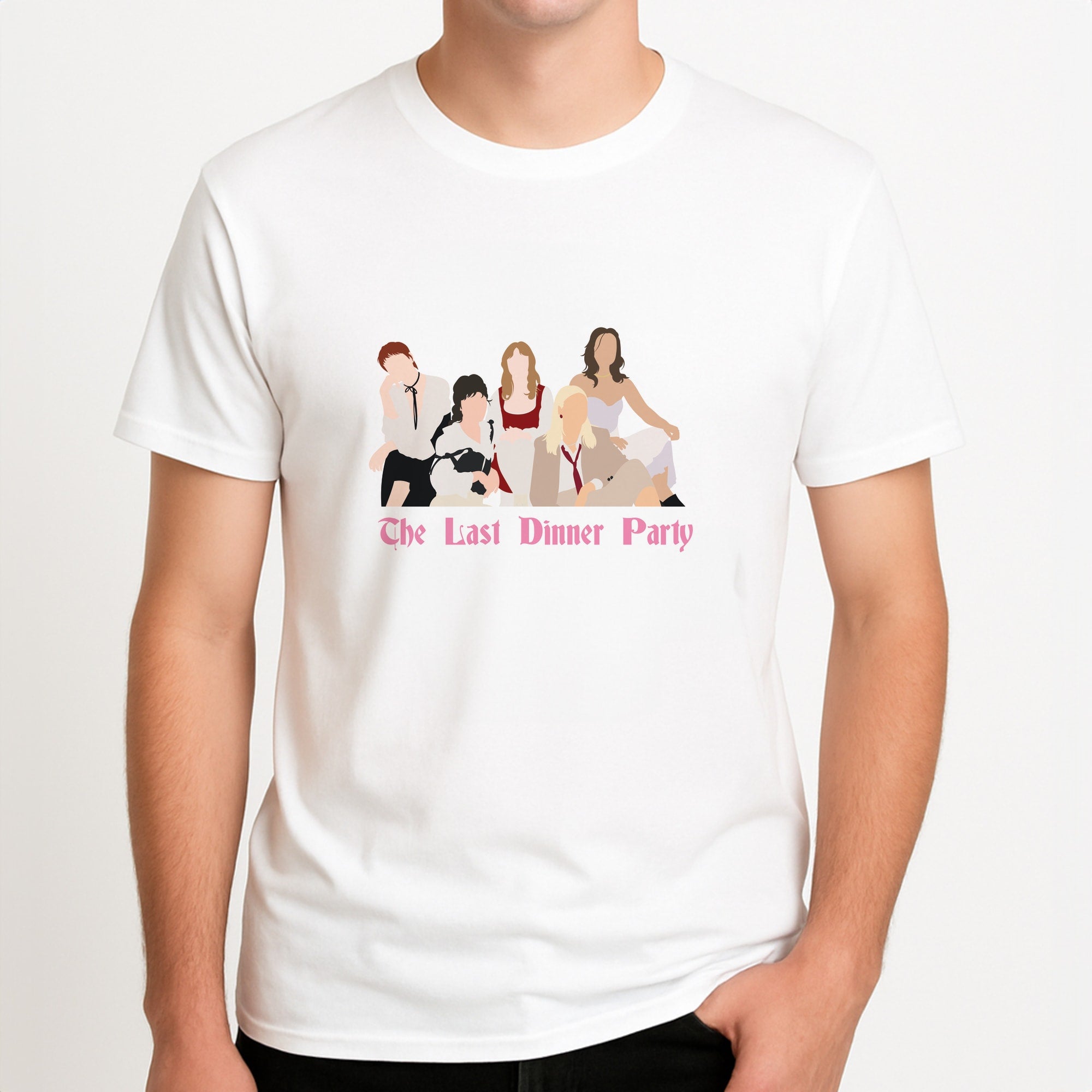 The Last Dinner Party - Festival Unisex T-Shirt, worn by a male model.