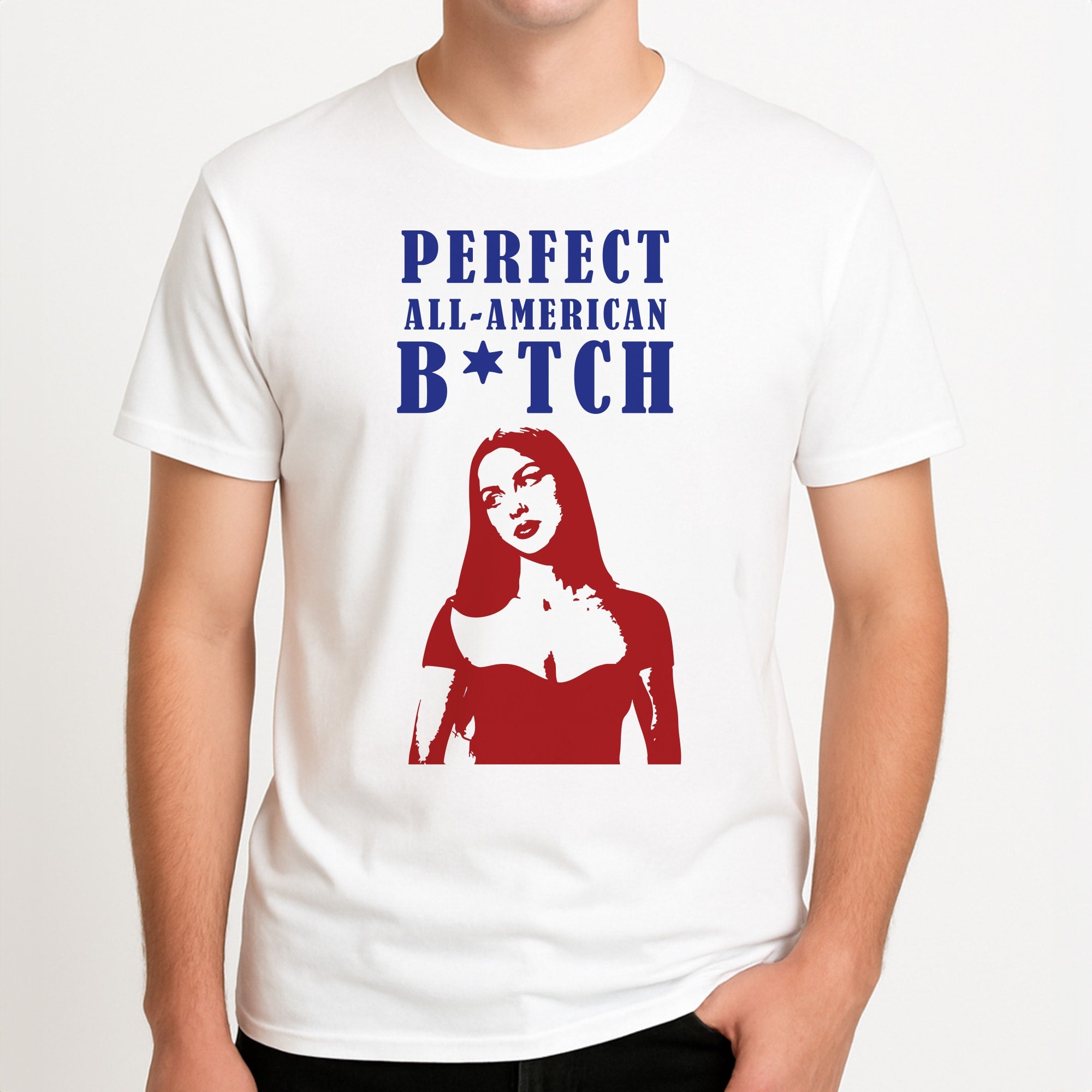 All American Stripes Unisex T-Shirt, worn by a male model.
