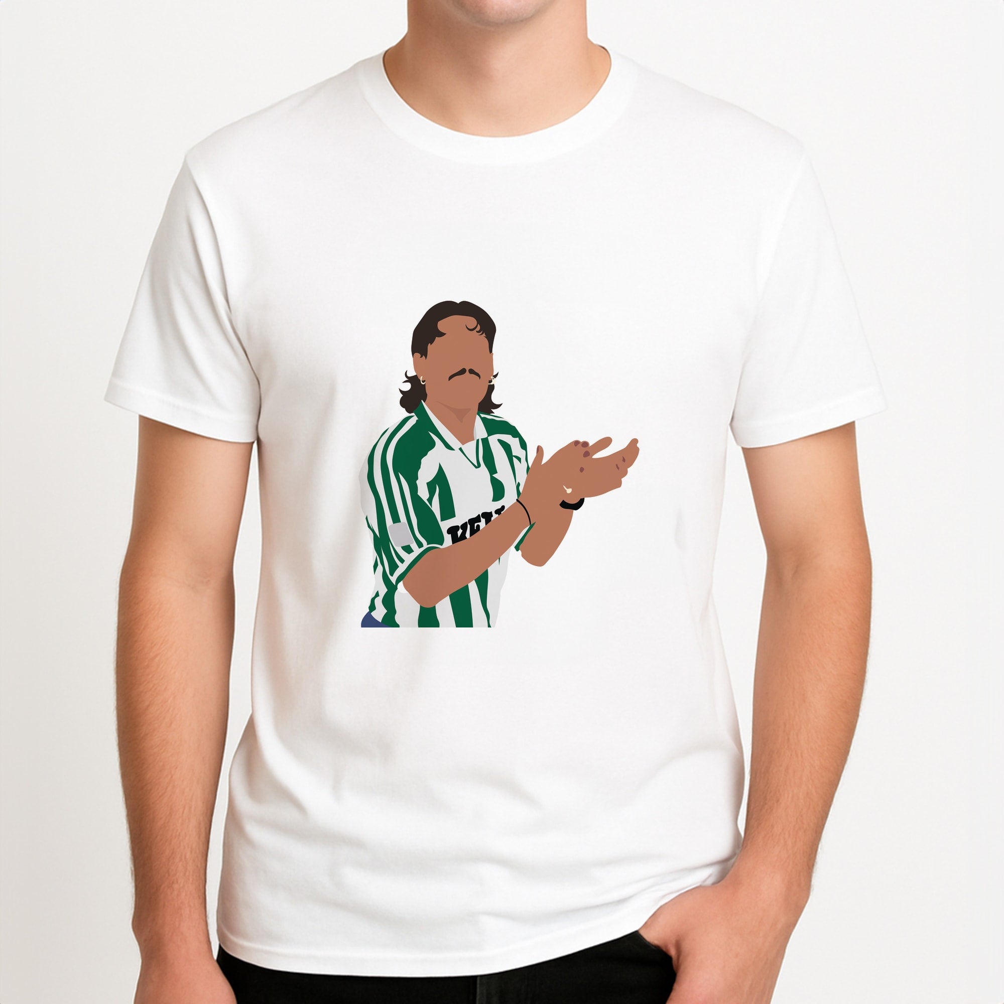 Bellerin - Football Unisex T-Shirt, worn by a male model.