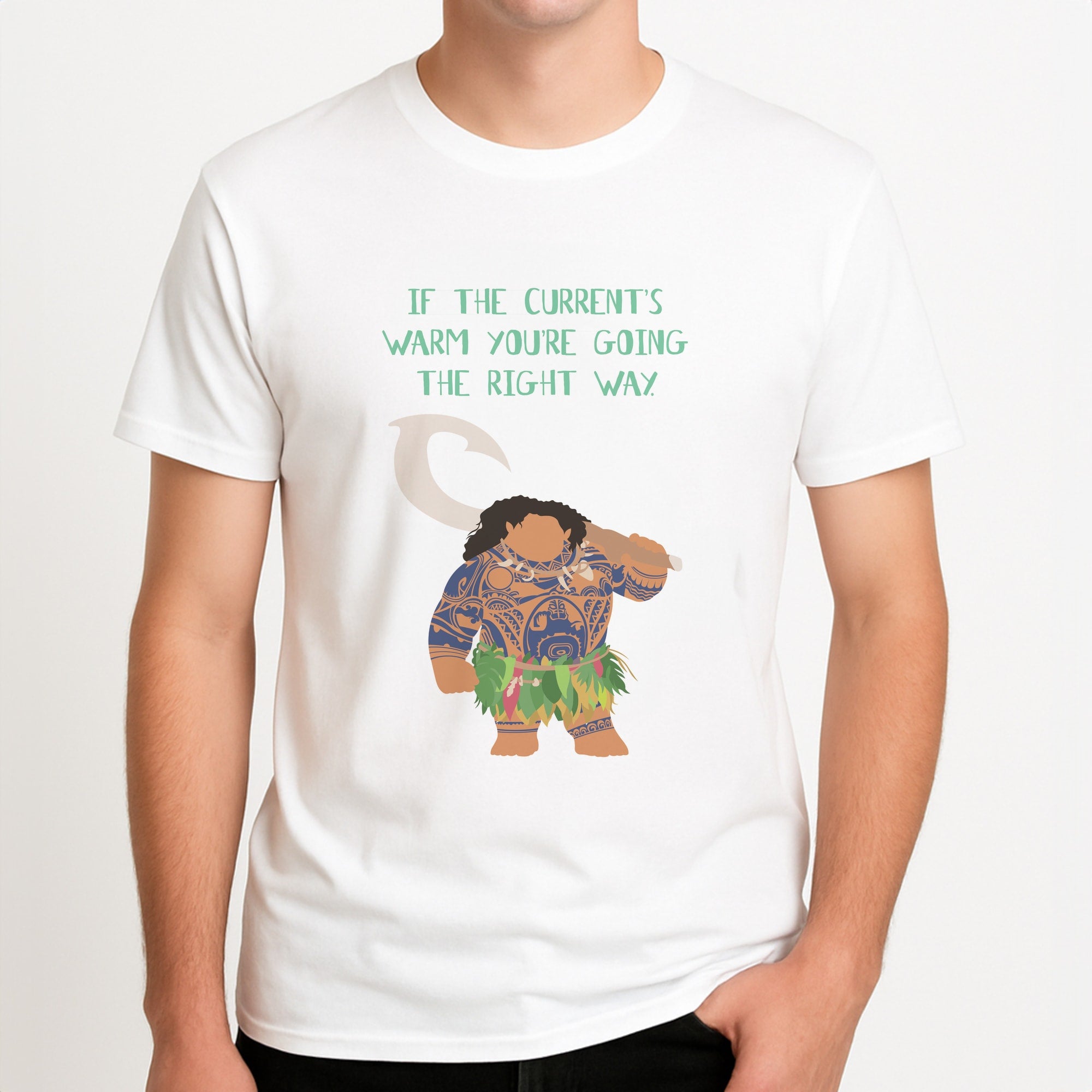 If The Current's Warm Unisex T-Shirt, worn by a male model.