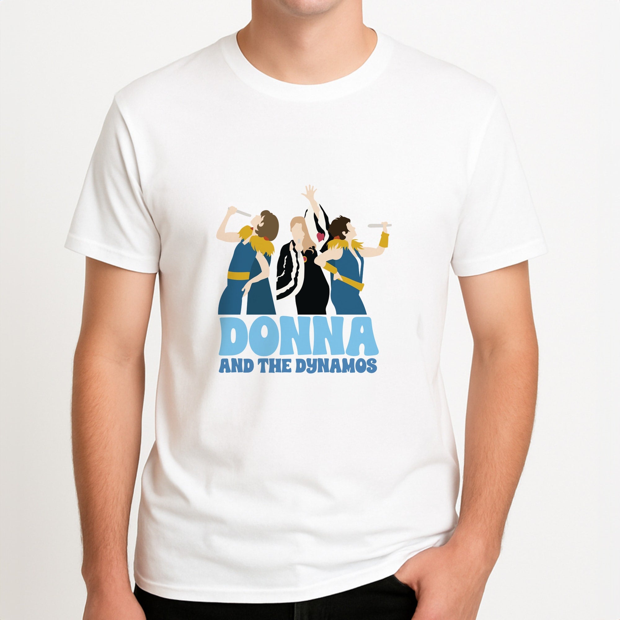 Donna And The Dynamos Unisex T-Shirt, worn by a male model.