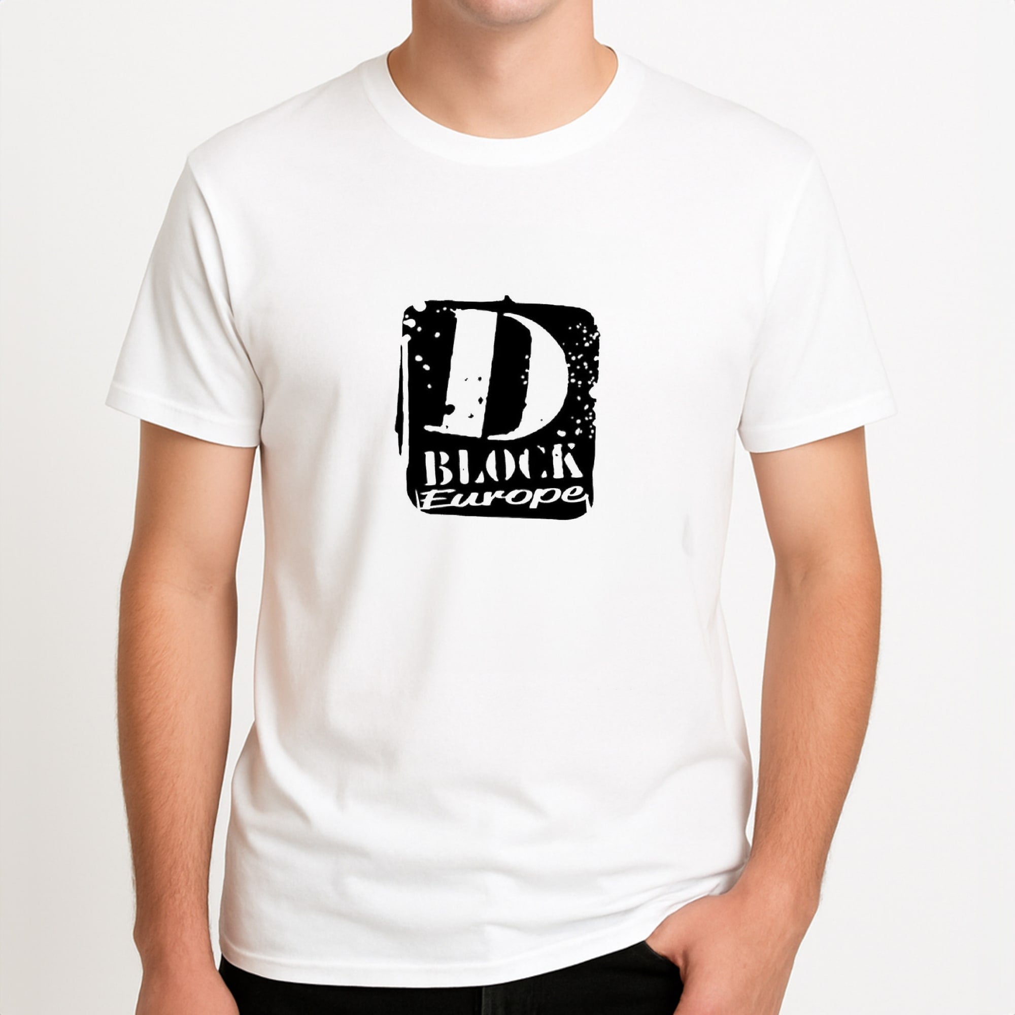 D Block Europe Unisex T-Shirt, worn by a male model.