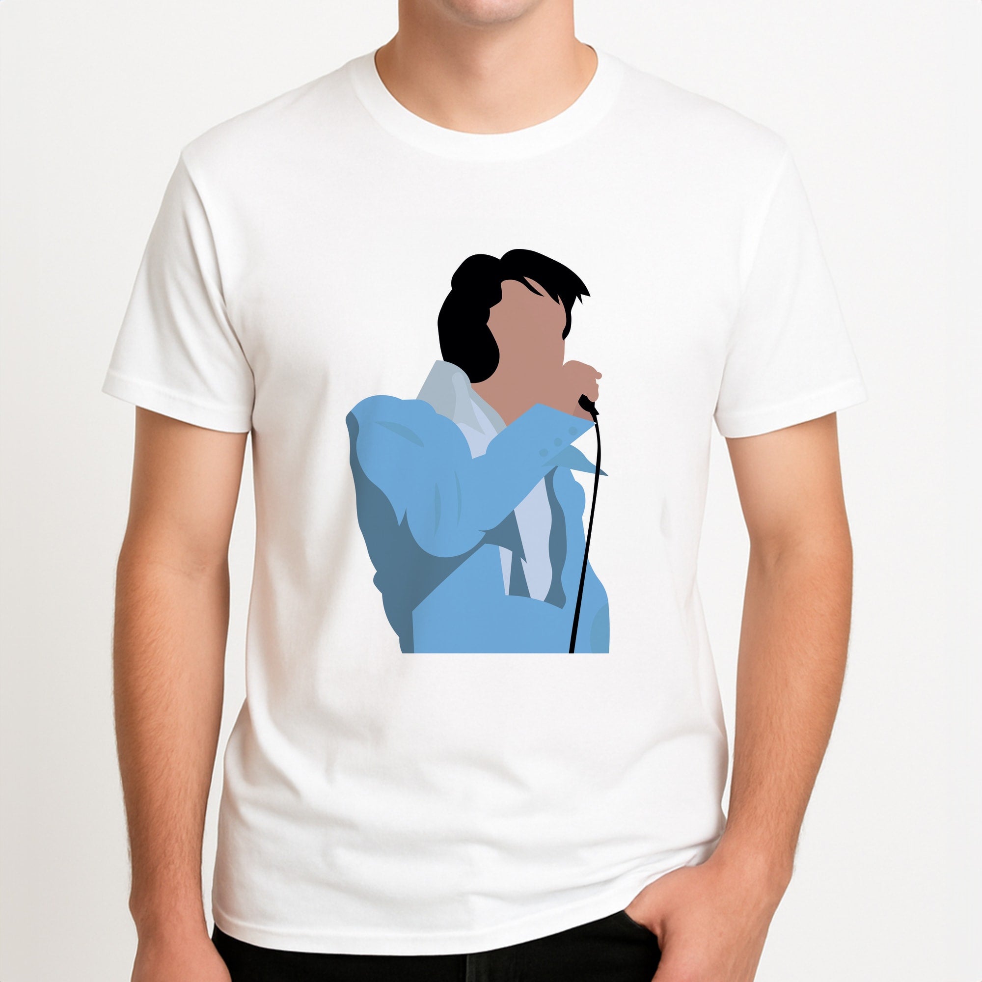 Iconic Suit Unisex T-Shirt, worn by a male model.