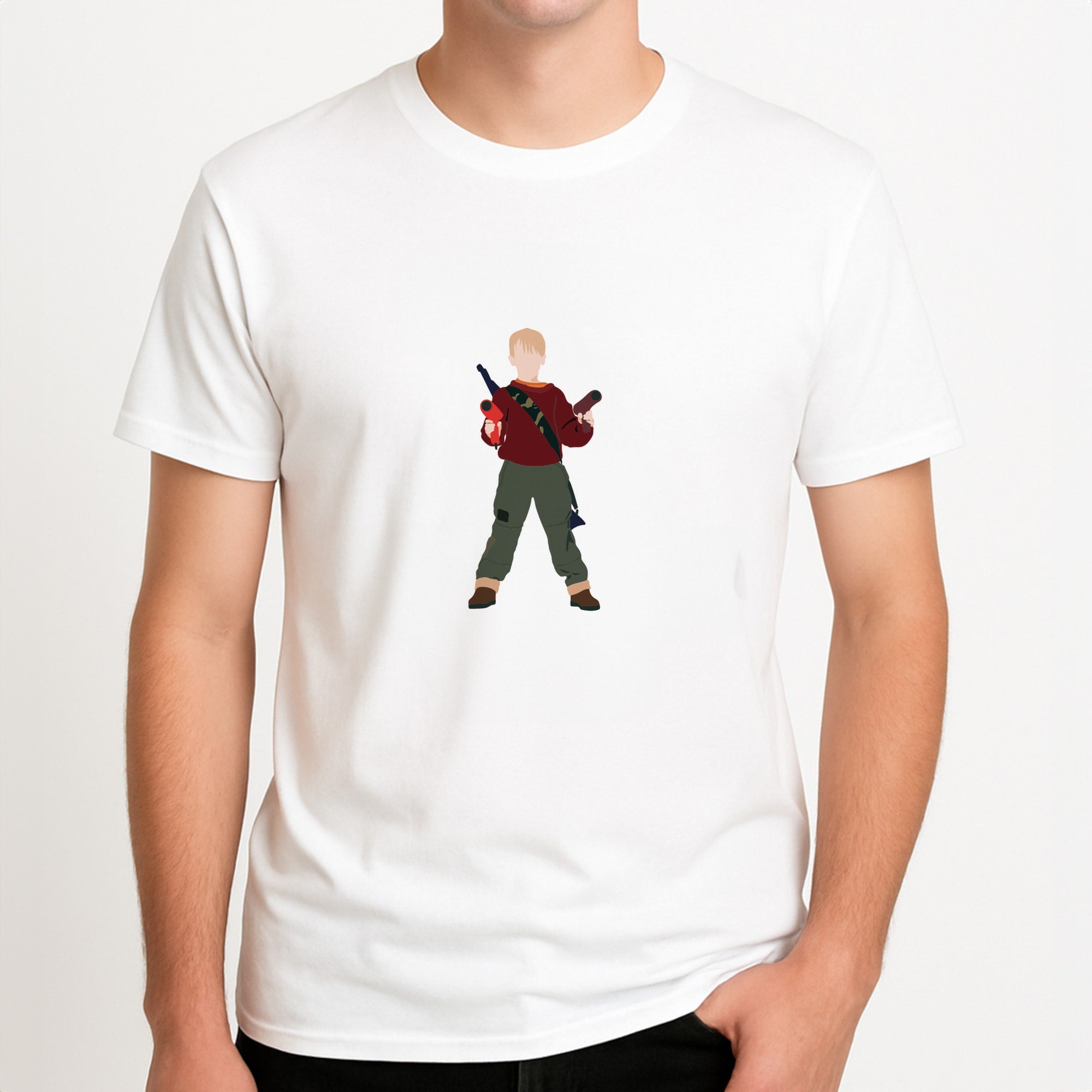 Kevin And Hairdryers Unisex T-Shirt, worn by a male model.