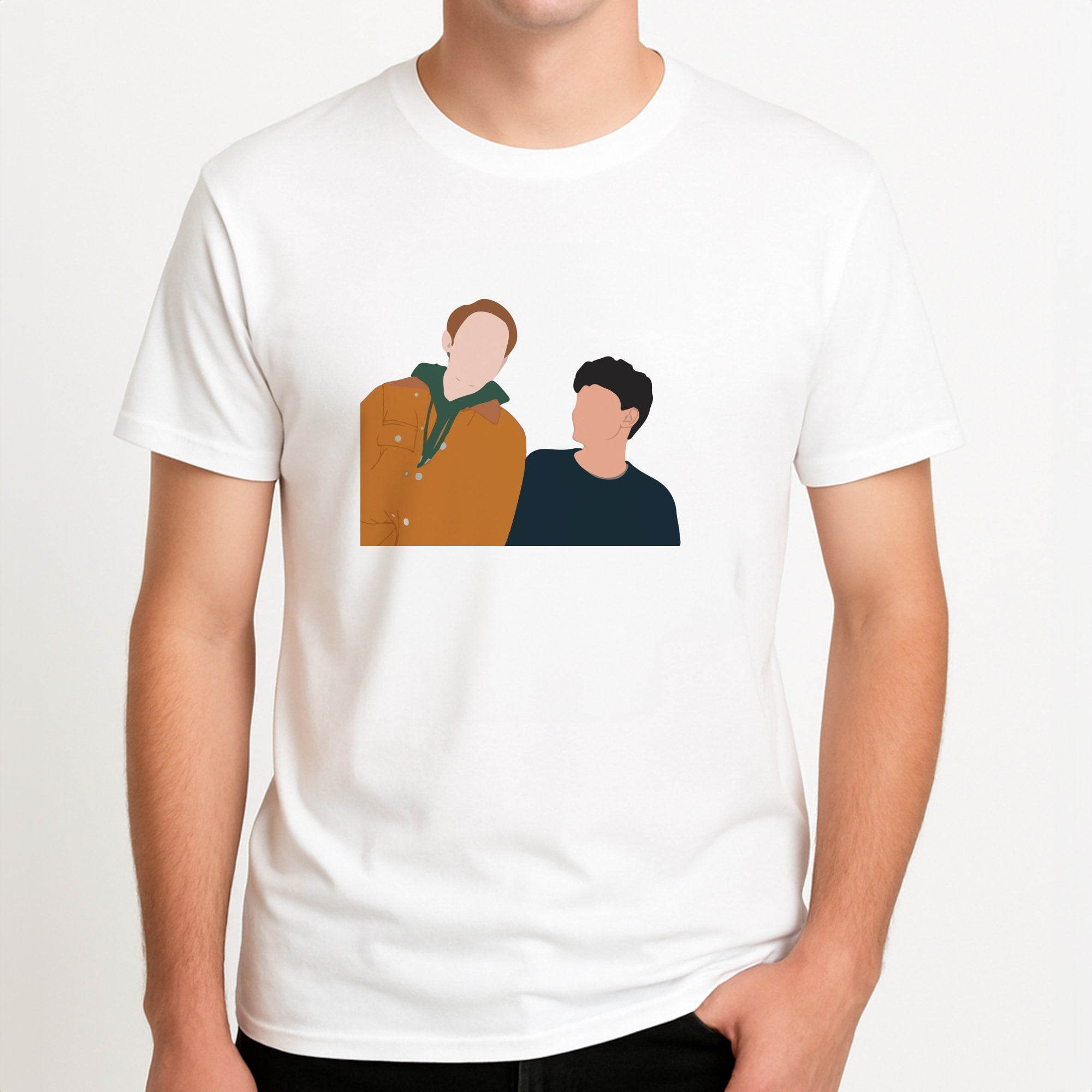 Nick And Charlie - Heart TV Unisex T-Shirt, worn by a male model.