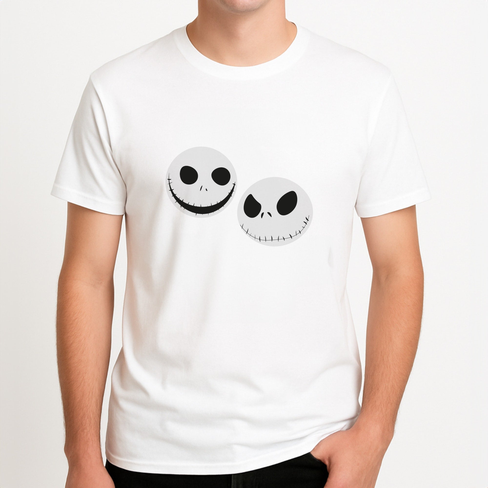 Skellington Heads - TNBC Unisex T-Shirt, worn by a male model.