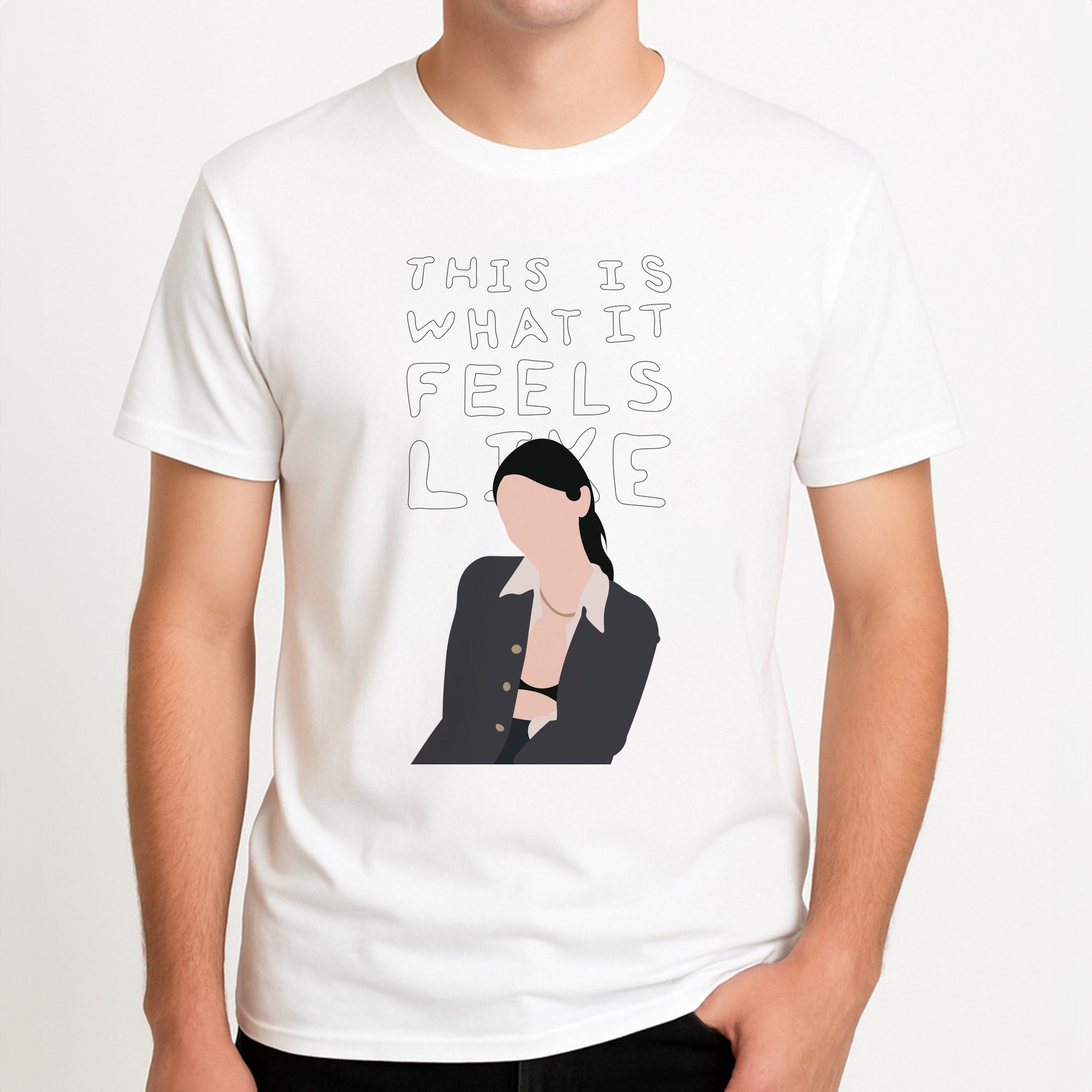 This Is What It Feels Like - Abrams Unisex T-Shirt, worn by a male model.