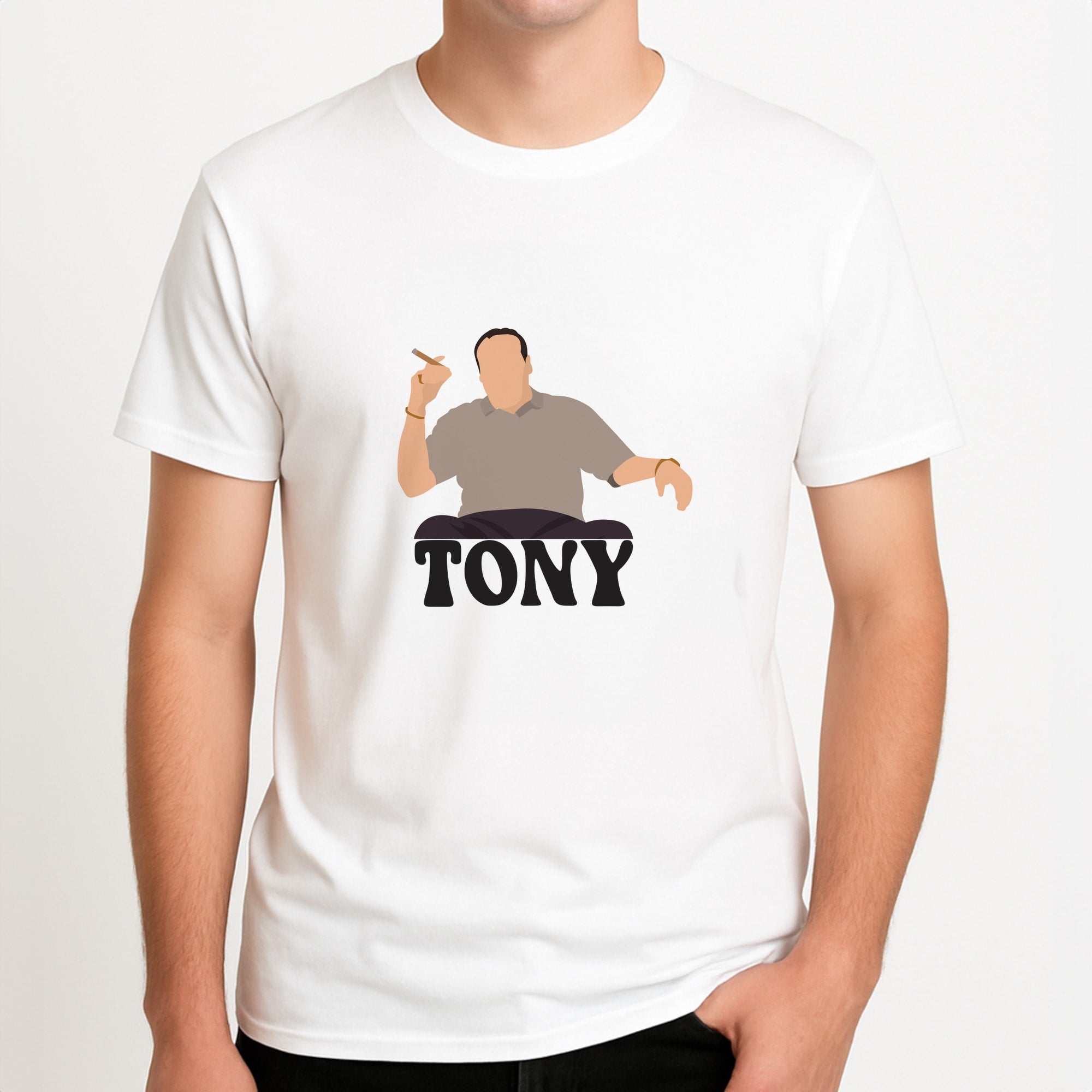 Tony Unisex T-Shirt, worn by a male model.