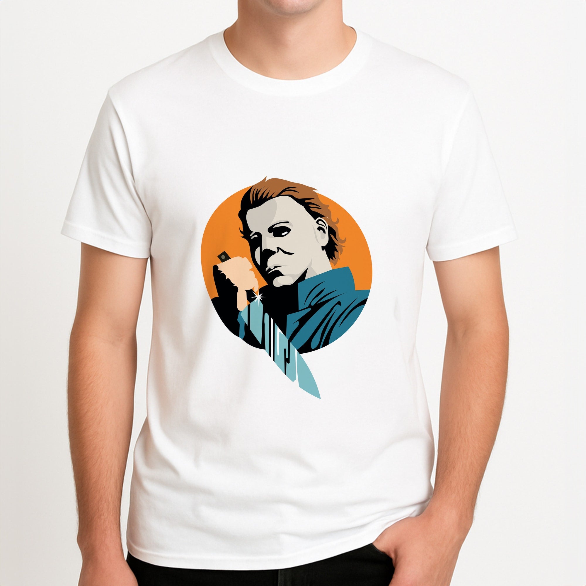 Shine - Myers Unisex T-Shirt, worn by a male model.