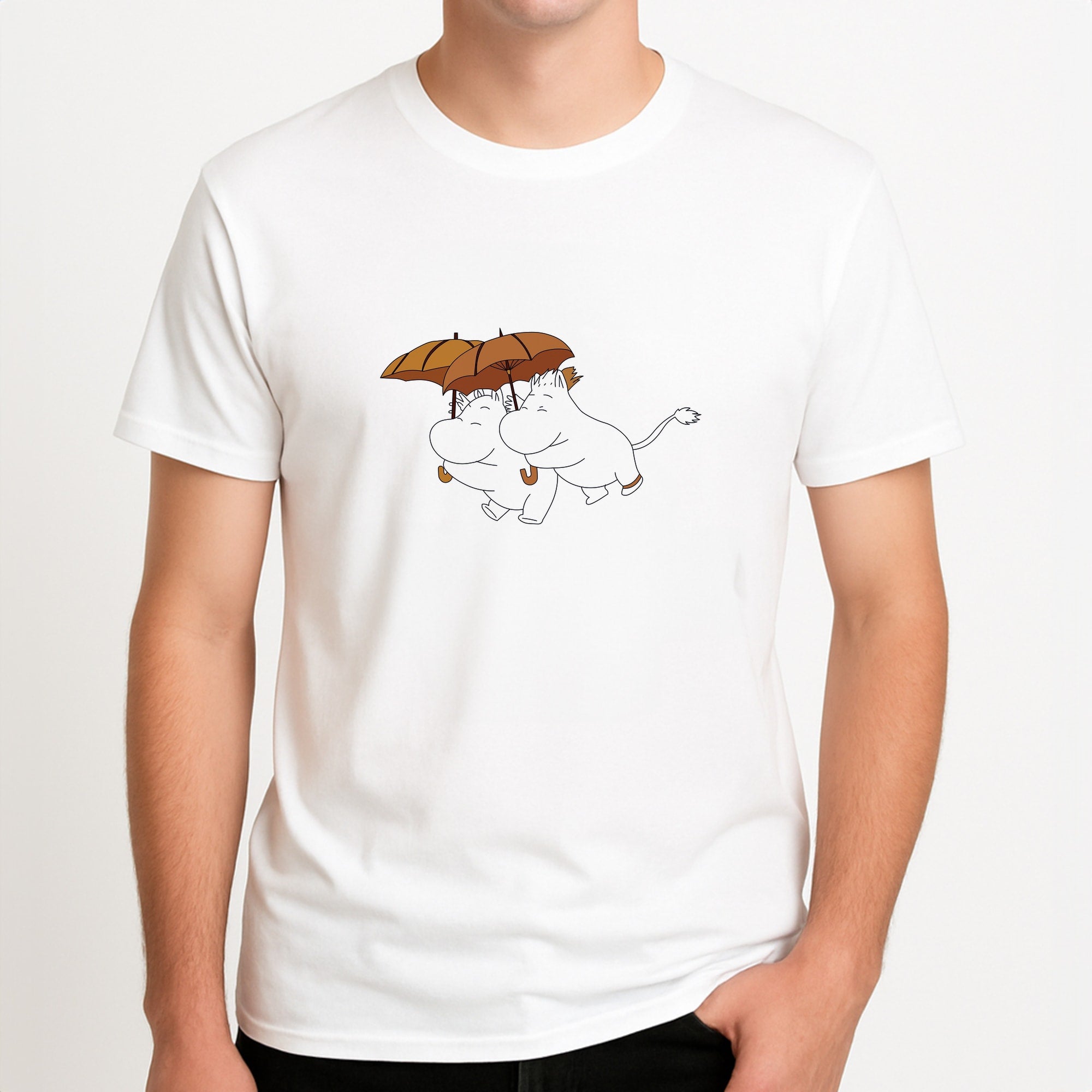 Moom Umbrellas Unisex T-Shirt, worn by a male model.