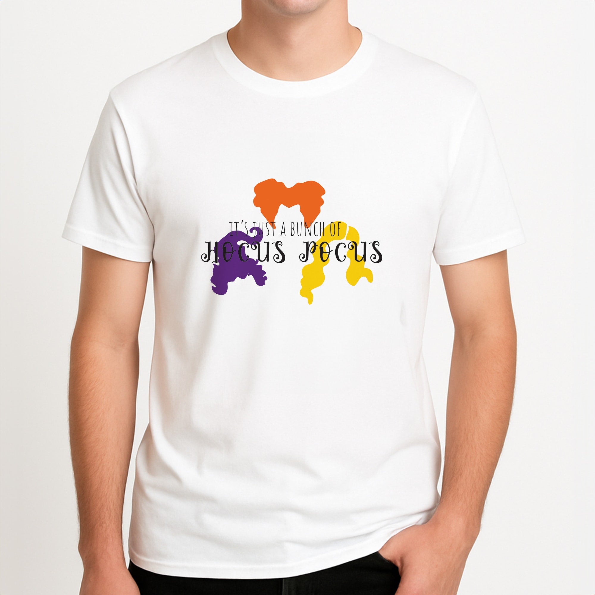 Hocus Halloween Time - Hocus Halloween Unisex T-Shirt, worn by a male model.