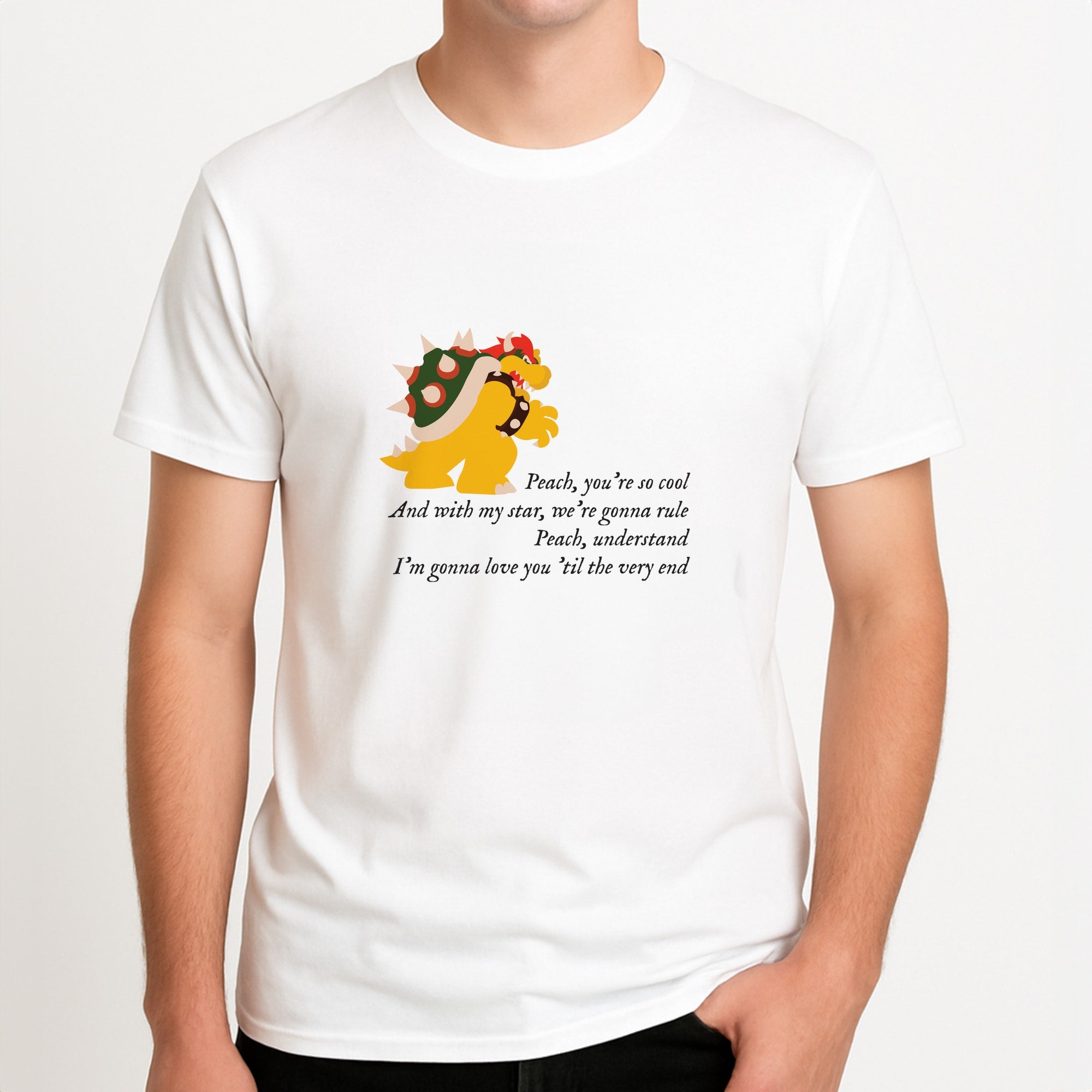Peach, You're So Cool Unisex T-Shirt, worn by a male model.