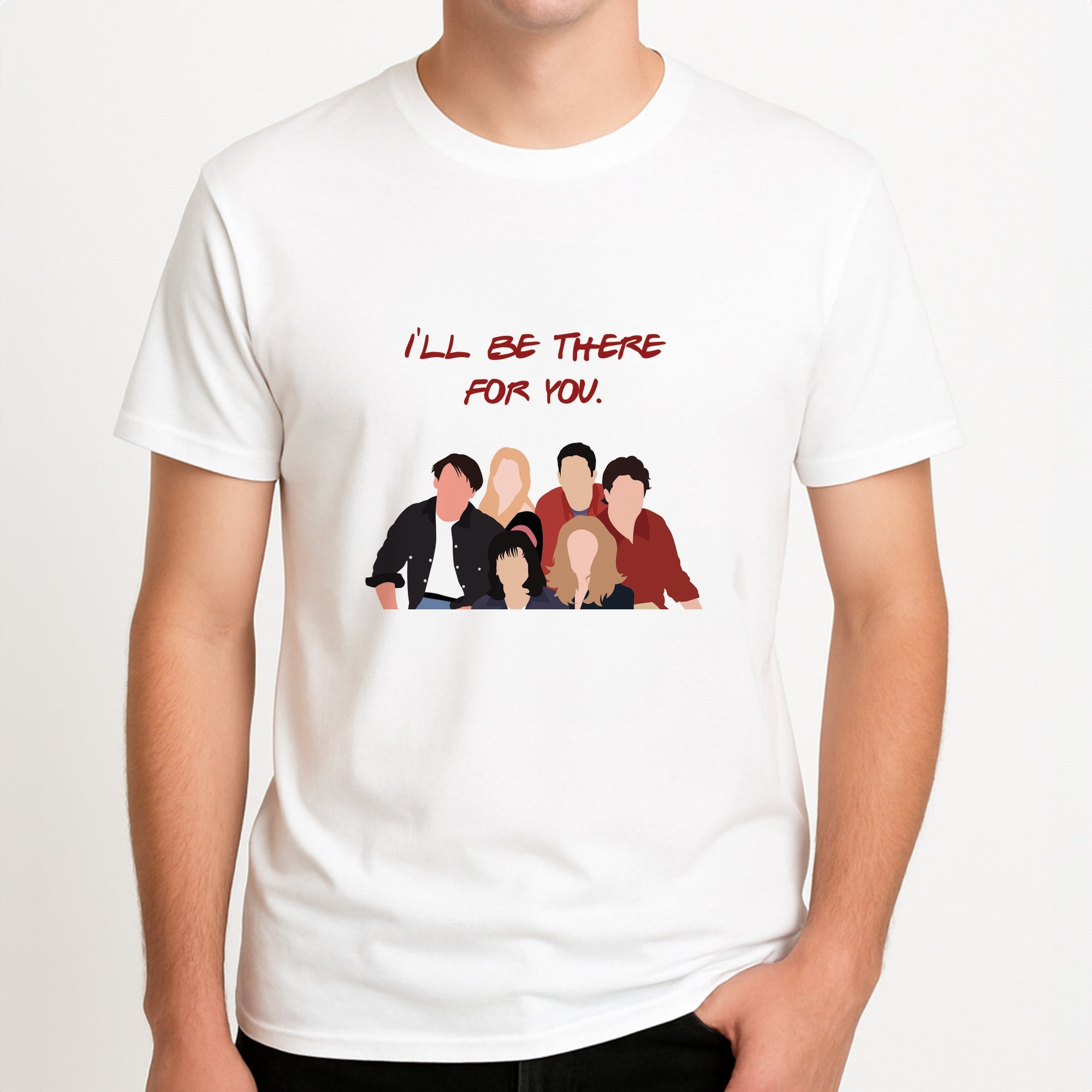 I'll Be There For You Cast Unisex T-Shirt, worn by a male model.