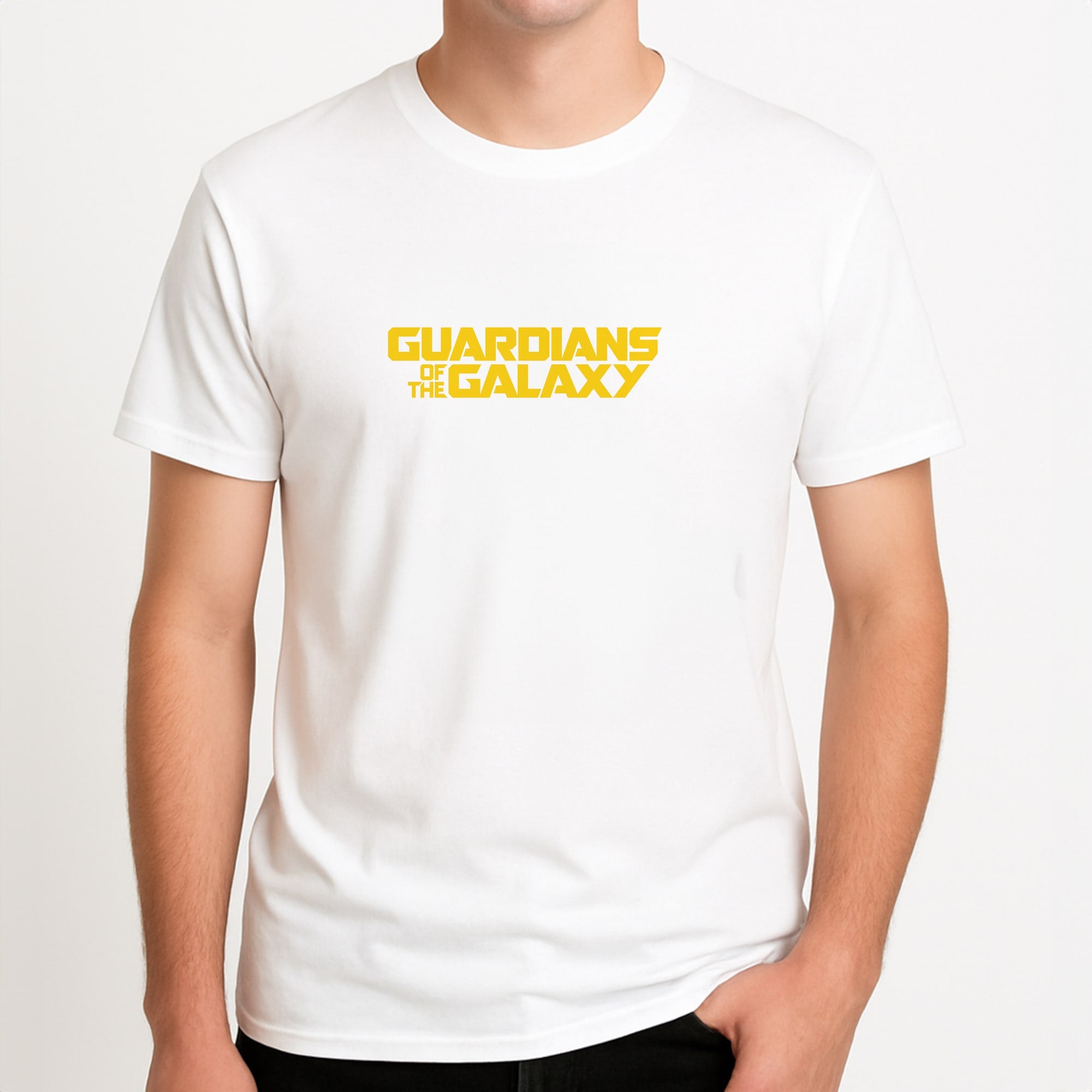Space Inspired - GOTG Unisex T-Shirt, worn by a male model.