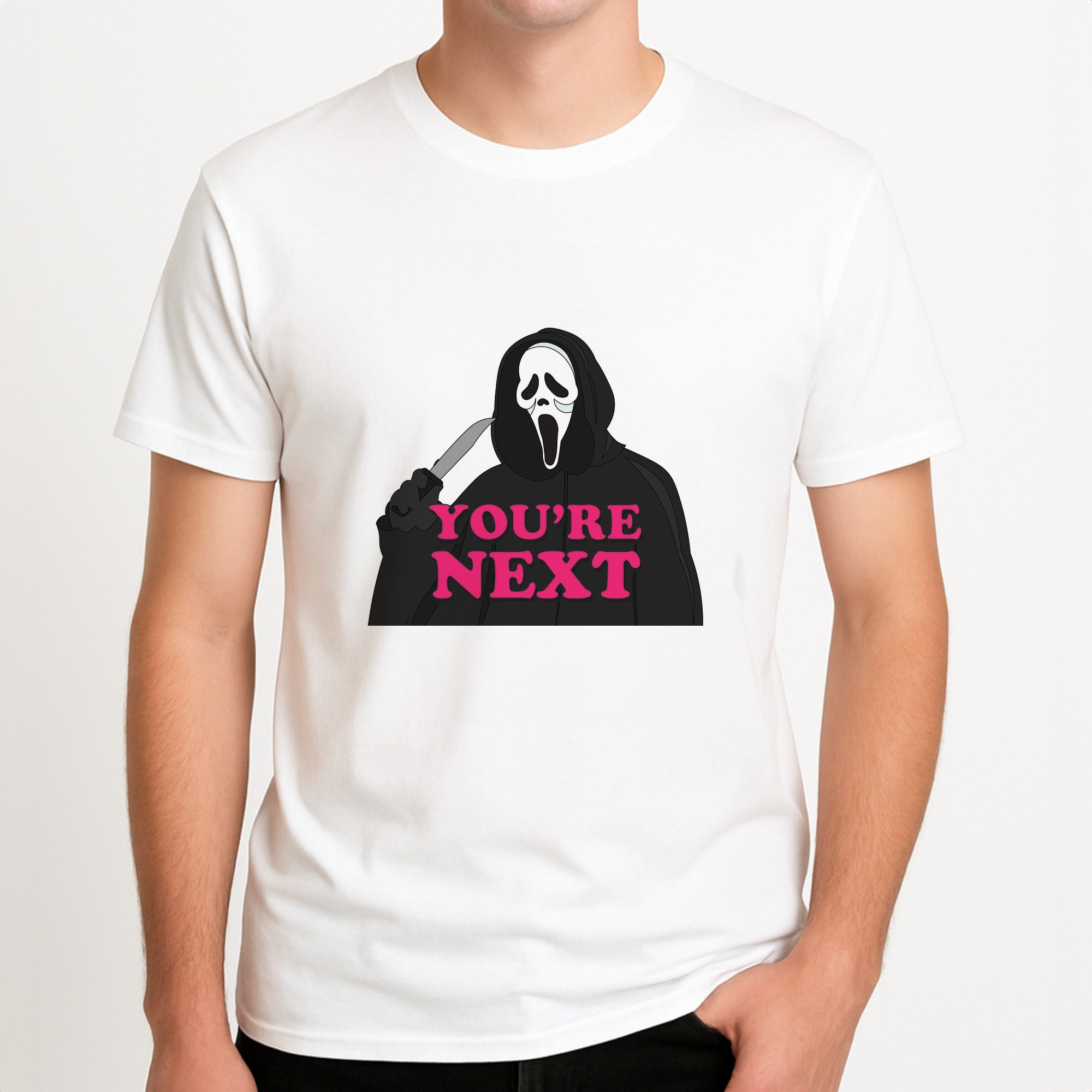 You're Next Unisex T-Shirt, worn by a male model.