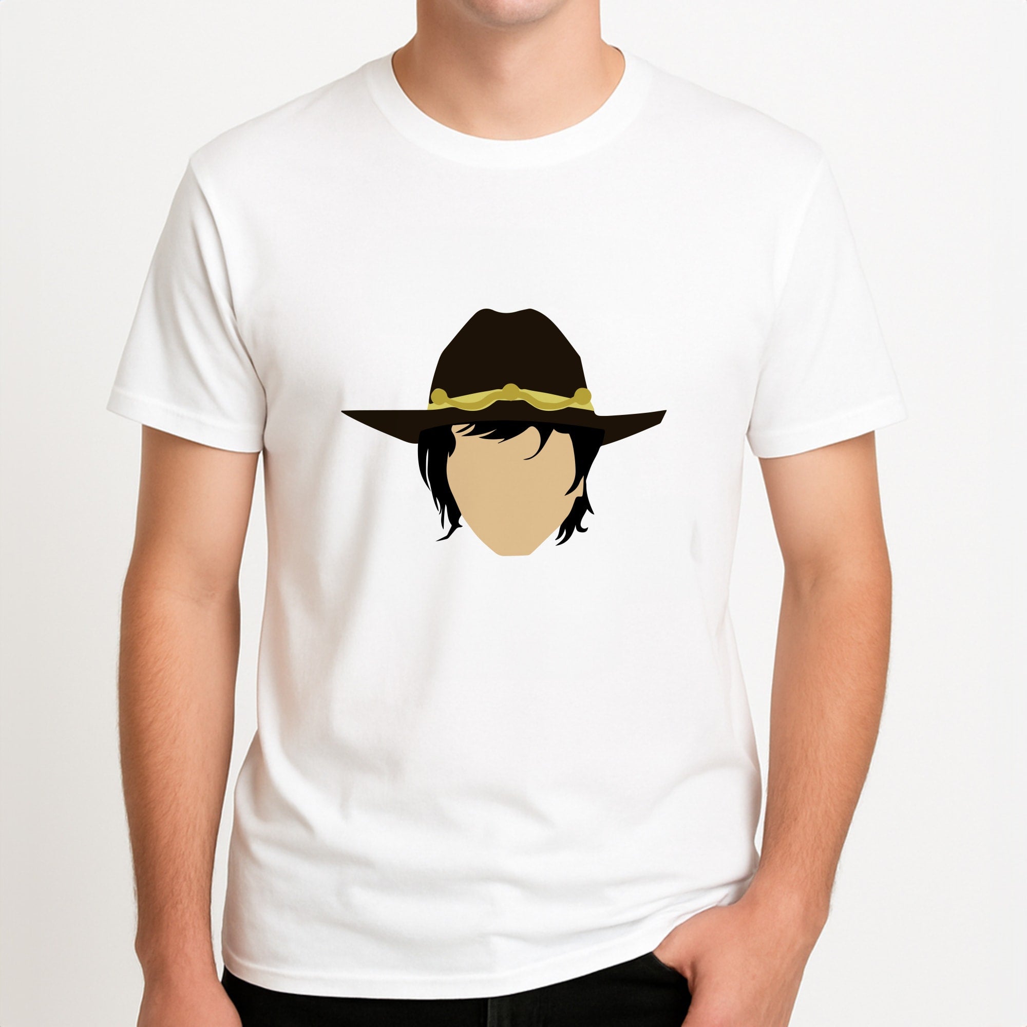 Carl Grimes - TWD Unisex T-Shirt, worn by a male model.