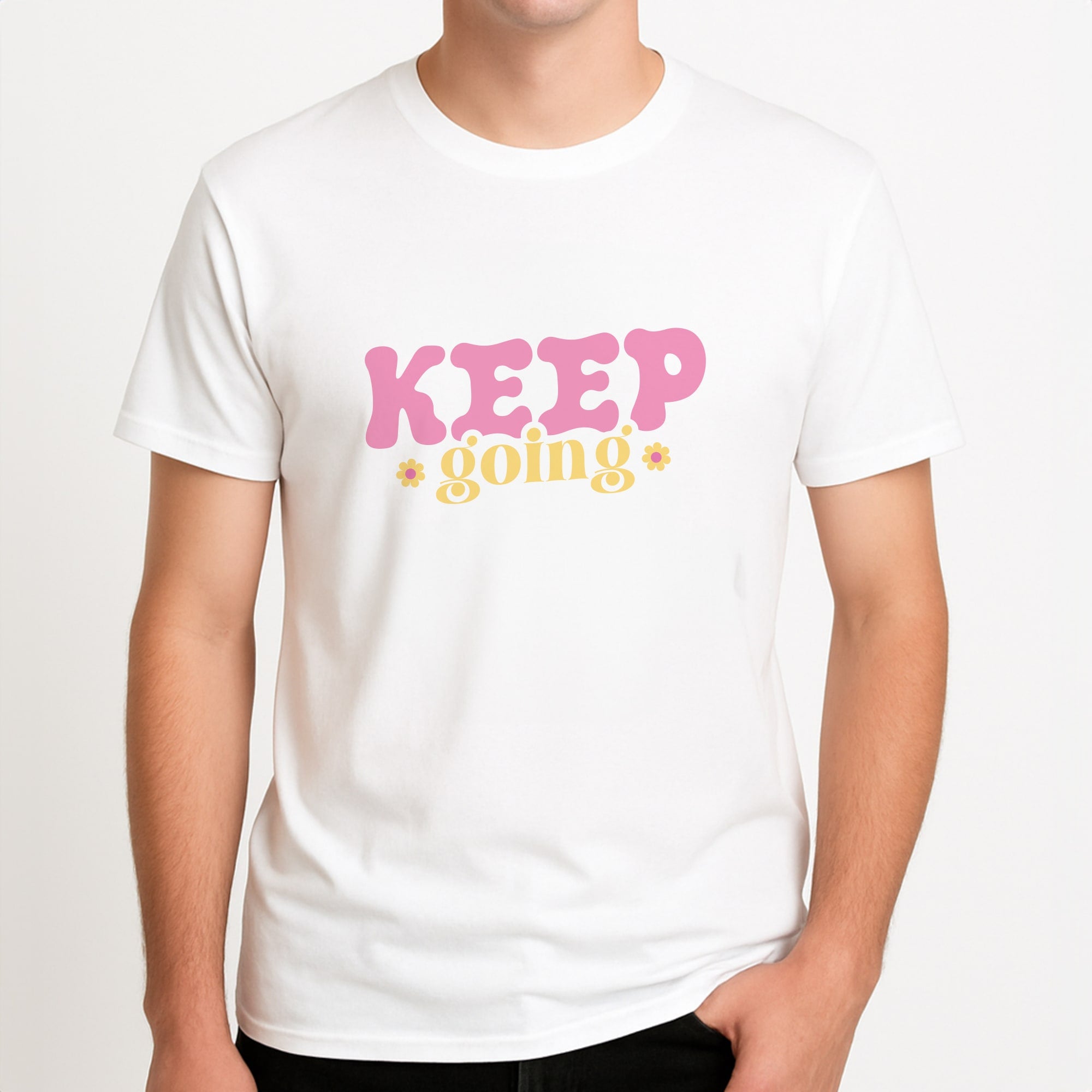 Keep Going Unisex T-Shirt, worn by a male model.