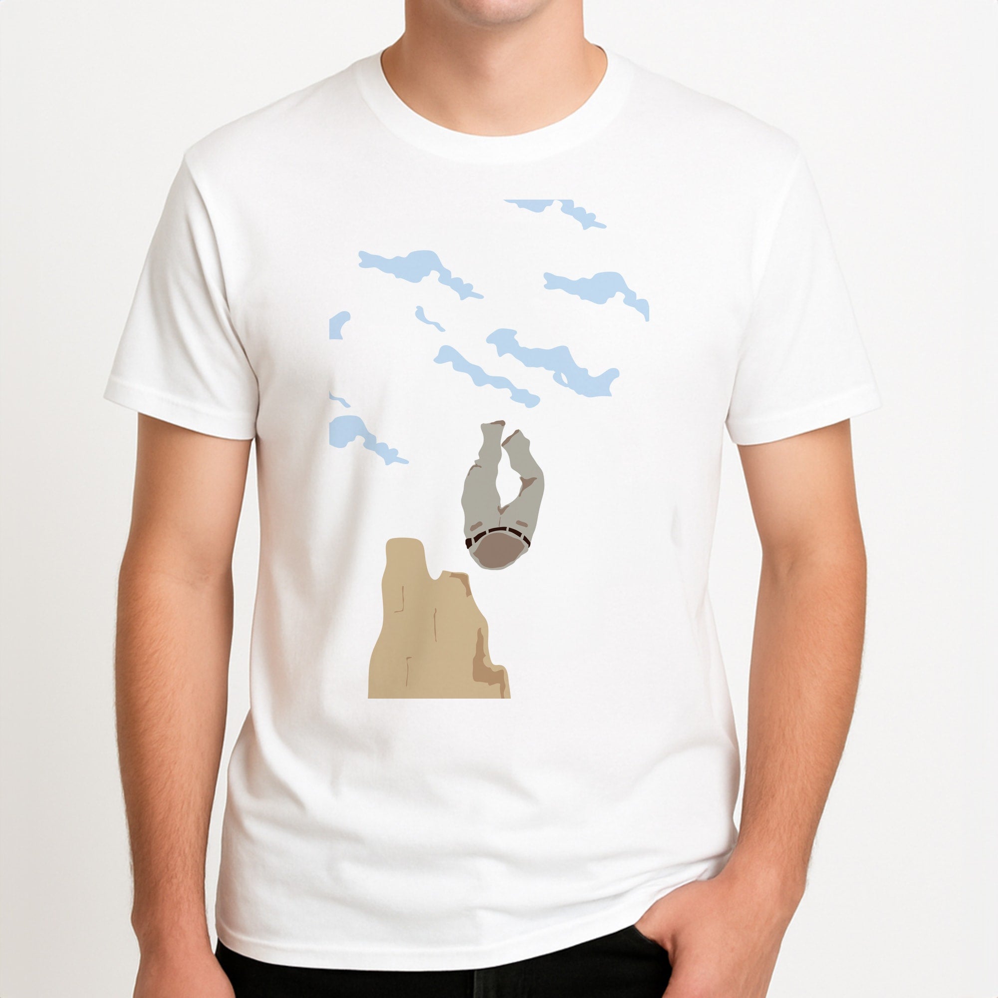 Walter's Trousers Unisex T-Shirt, worn by a male model.