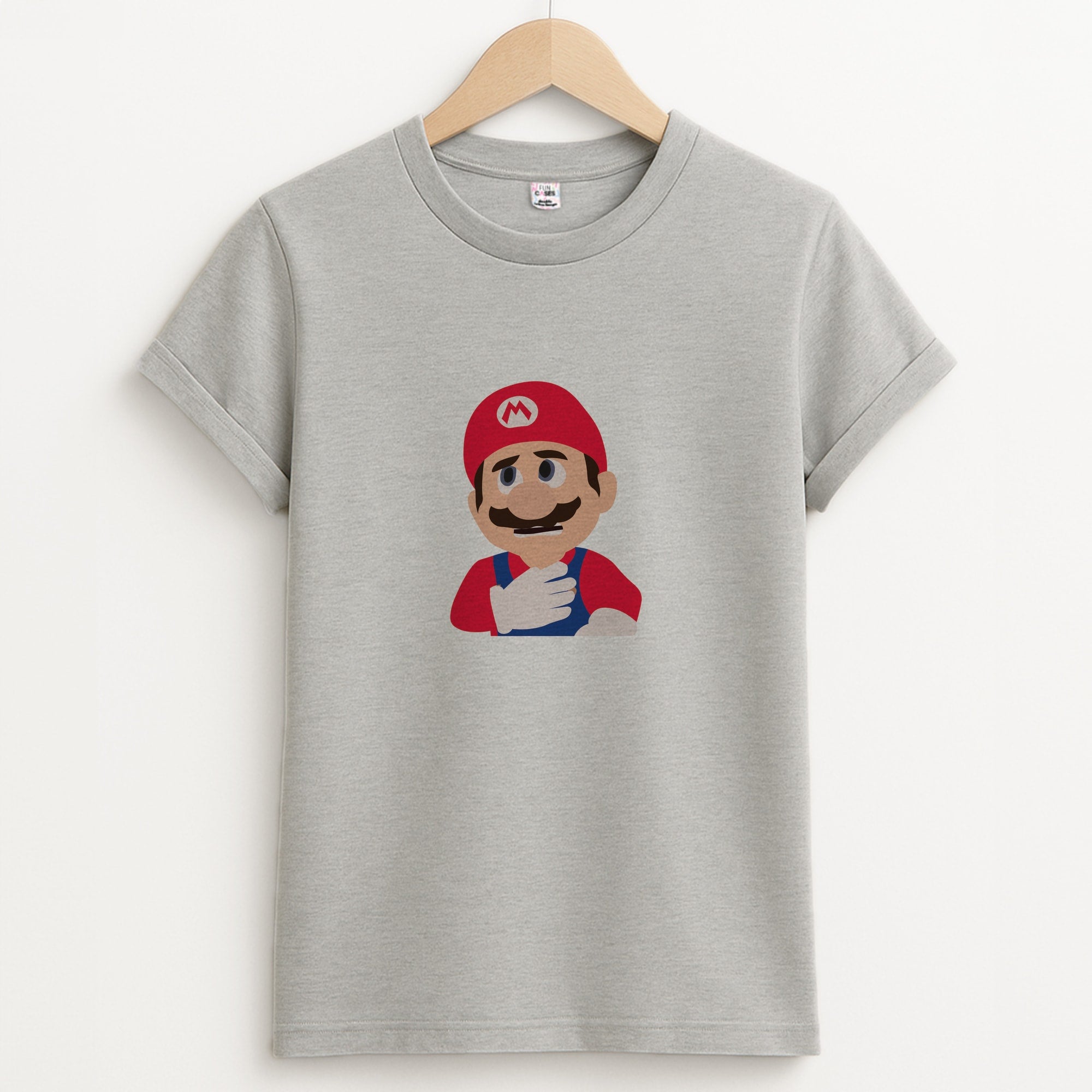 Worried Mario Unisex Grey T-Shirt