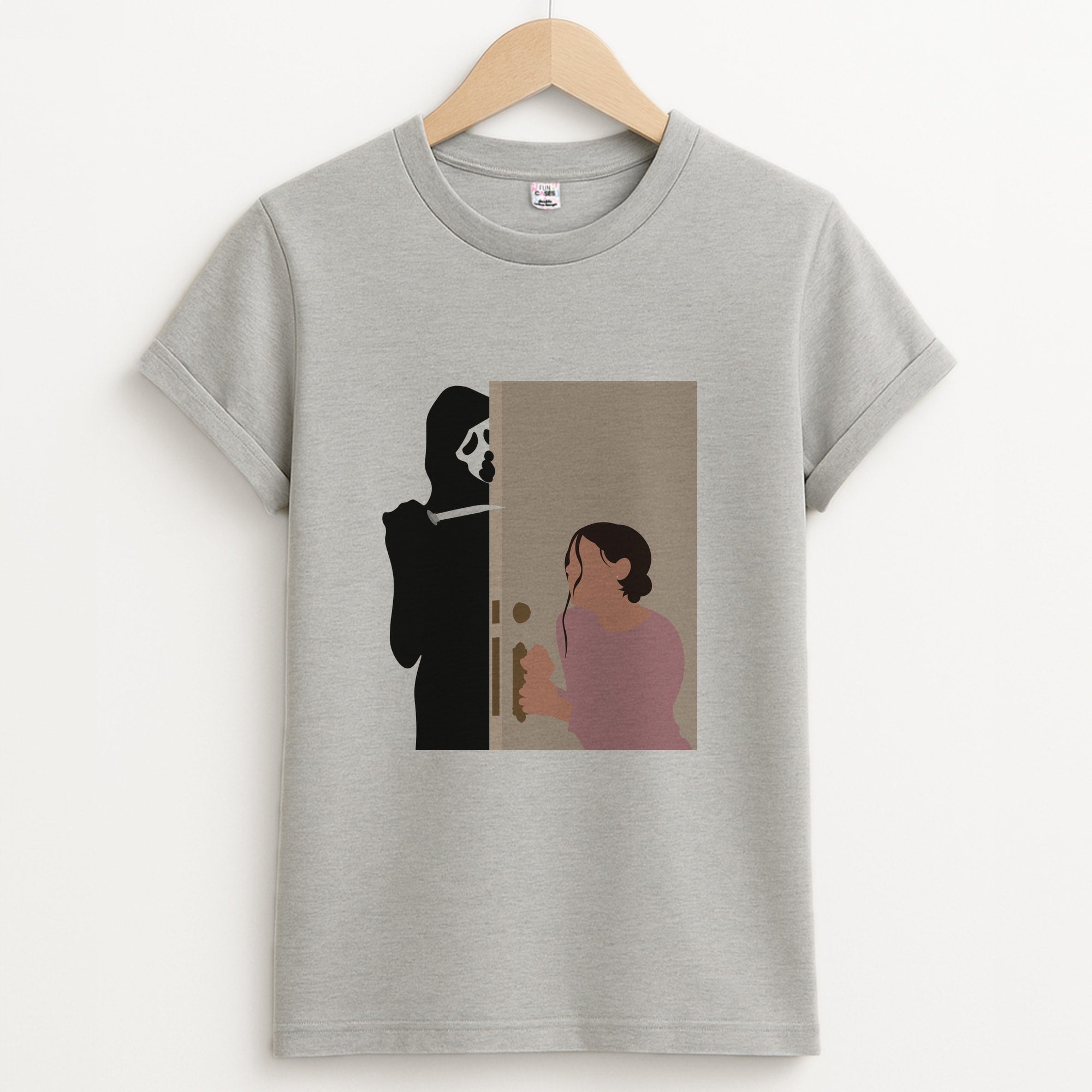 Tara And Ghostface - Scream Unisex Grey T-Shirt