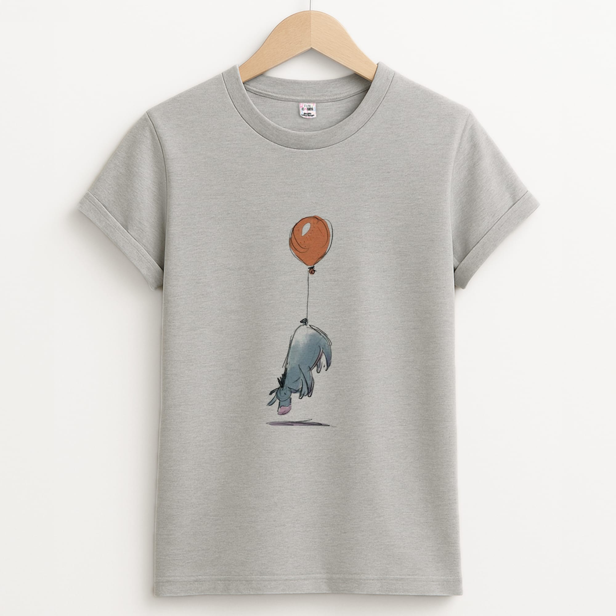 Donkey And His Balloon Unisex Grey T-Shirt