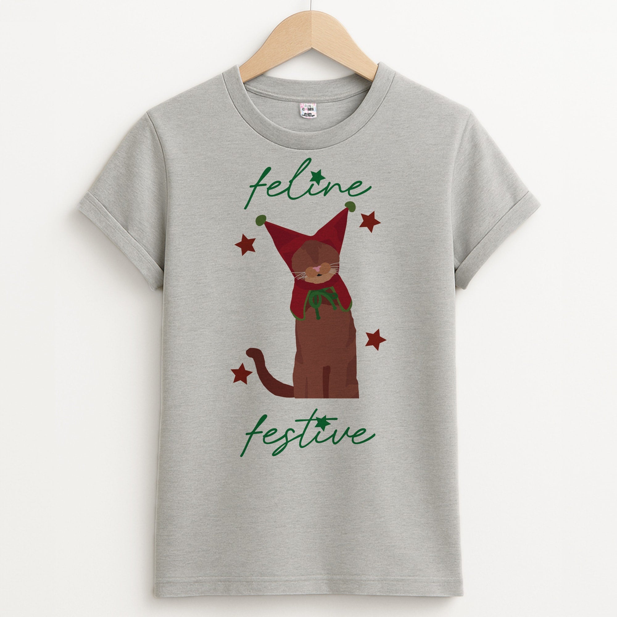 Feline Festive Unisex Grey T-Shirt