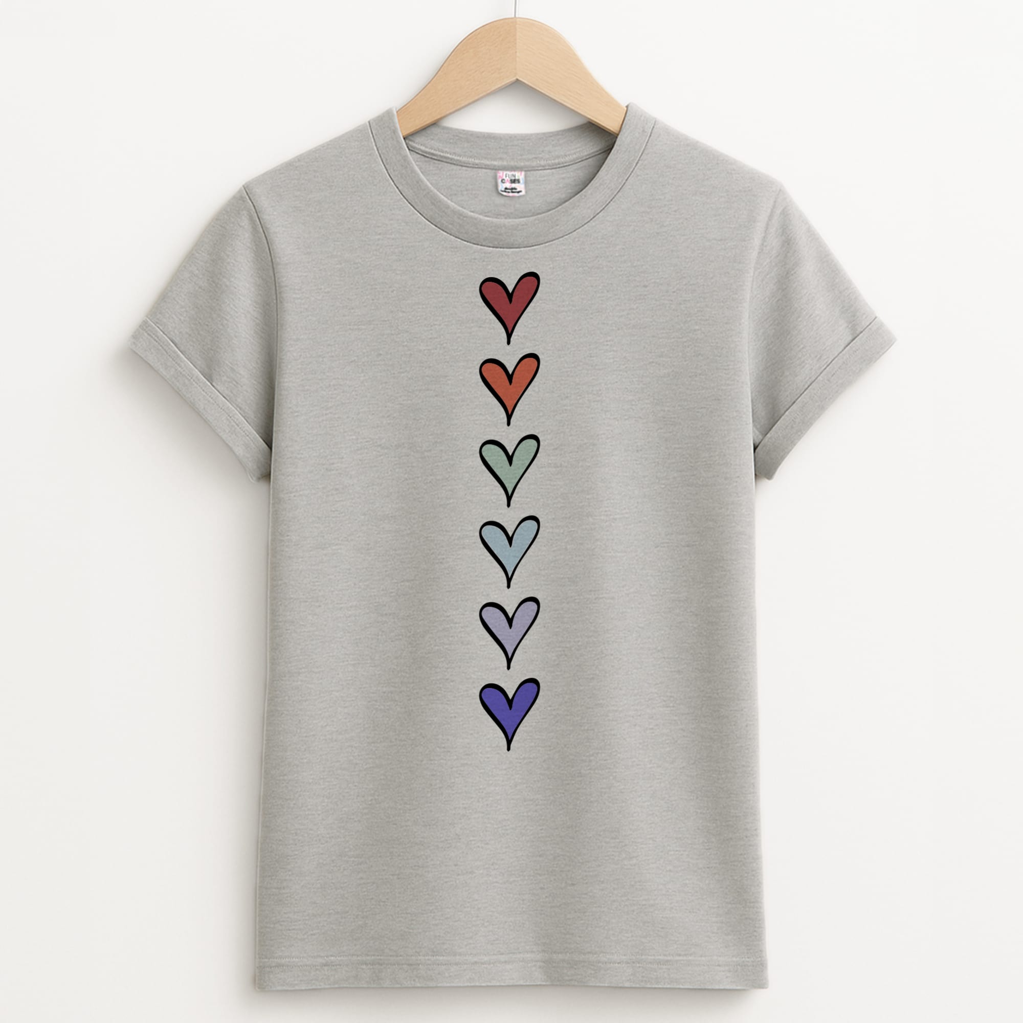 Love Heart Line Unisex Grey T-Shirt