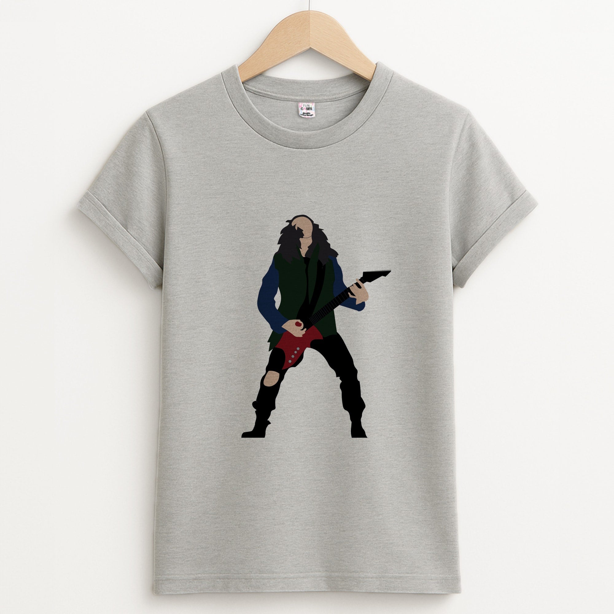 Eddie Munson Playing Guitar Unisex Grey T-Shirt