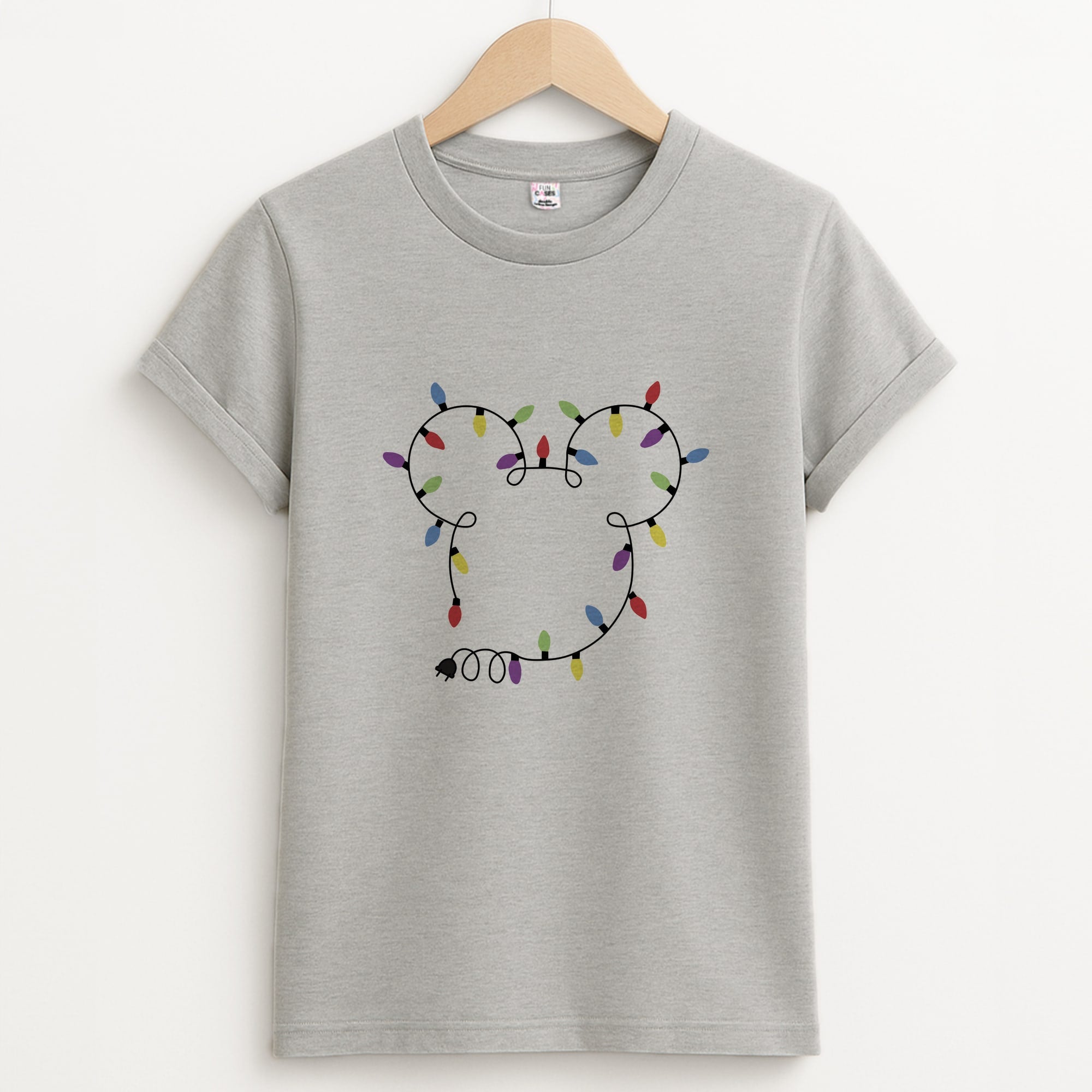 Mouse Christmas Lights Christmas Unisex Grey T-Shirt