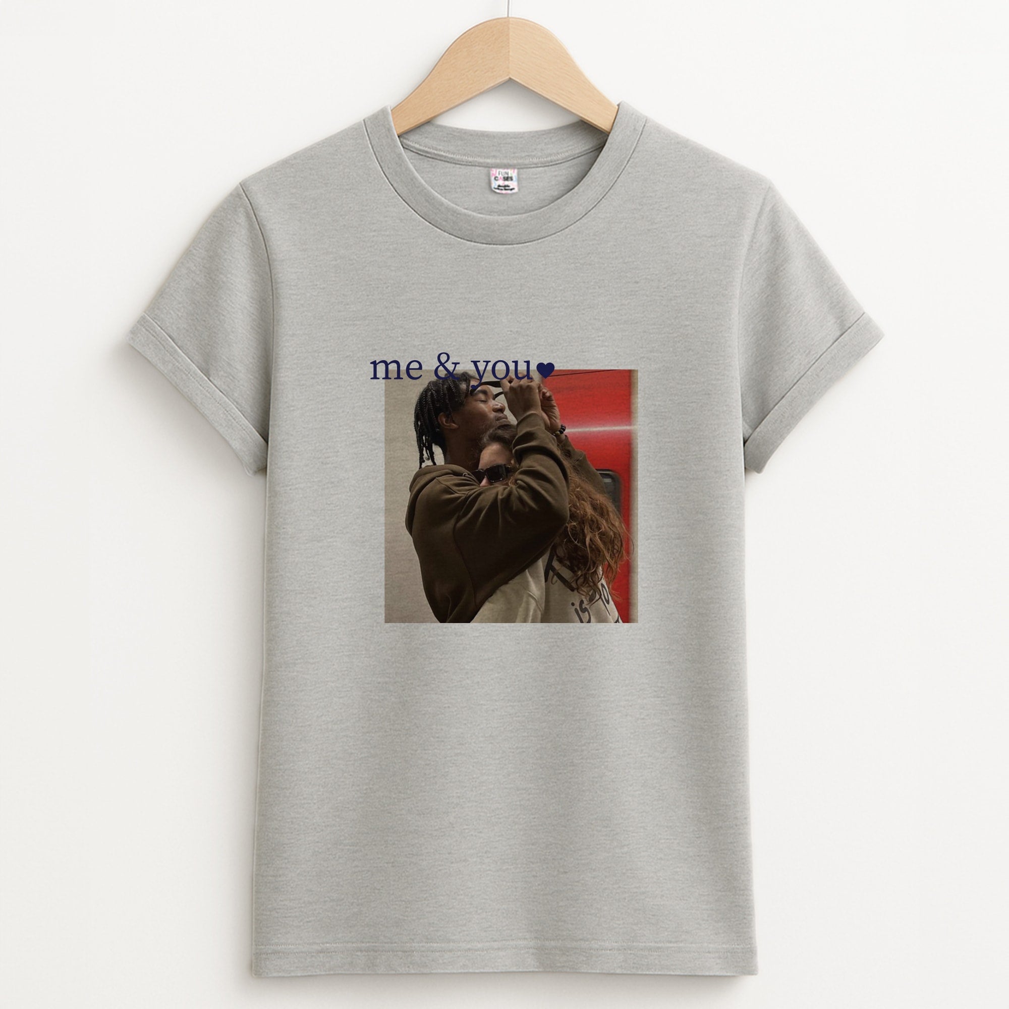 Me And You - Personalised Couples Unisex Grey T-Shirt