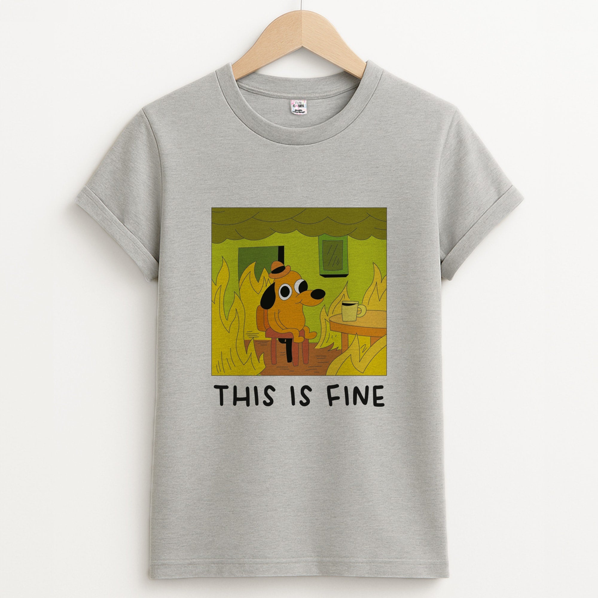 This Is Fine - Memes Unisex Grey T-Shirt