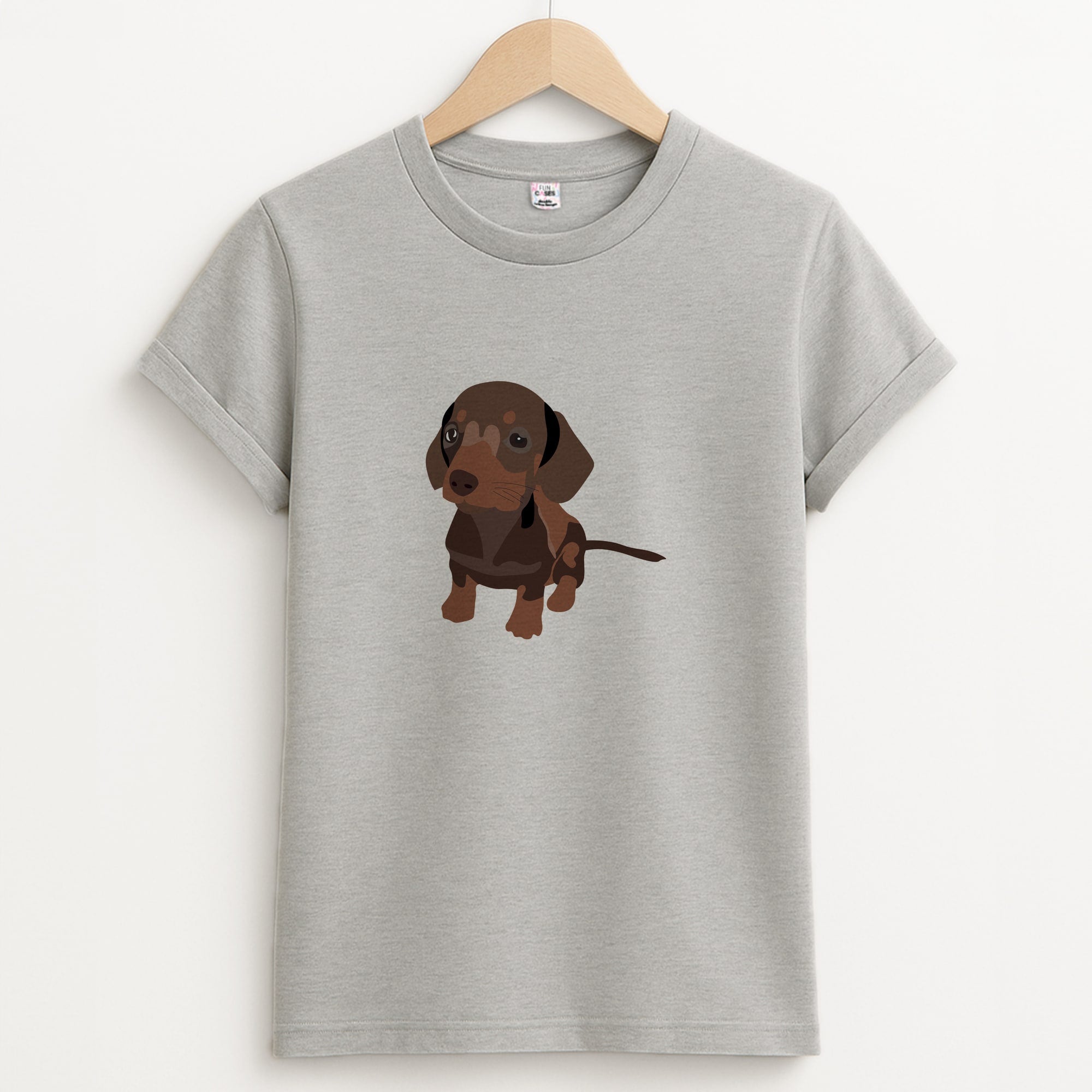 Brown - Dachshunds Unisex Grey T-Shirt