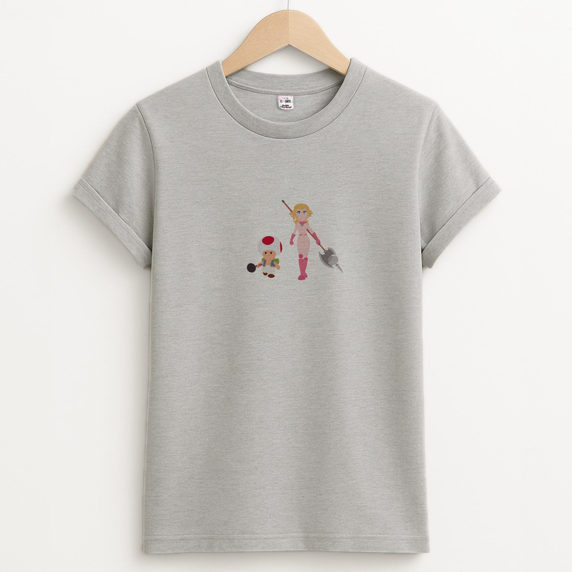 Toad And Peach Unisex Grey T-Shirt