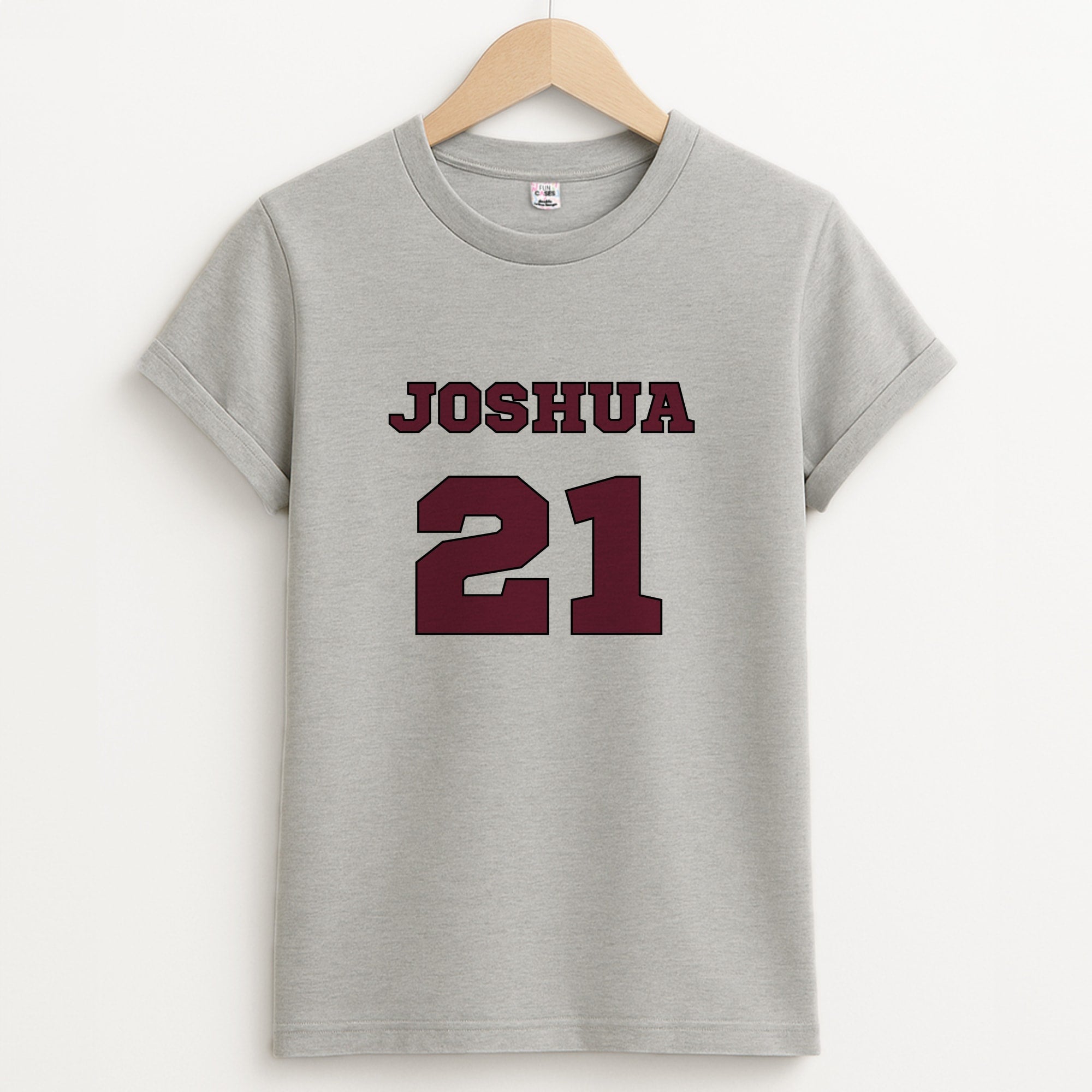 Burgundy - Personalised Football Unisex Grey T-Shirt