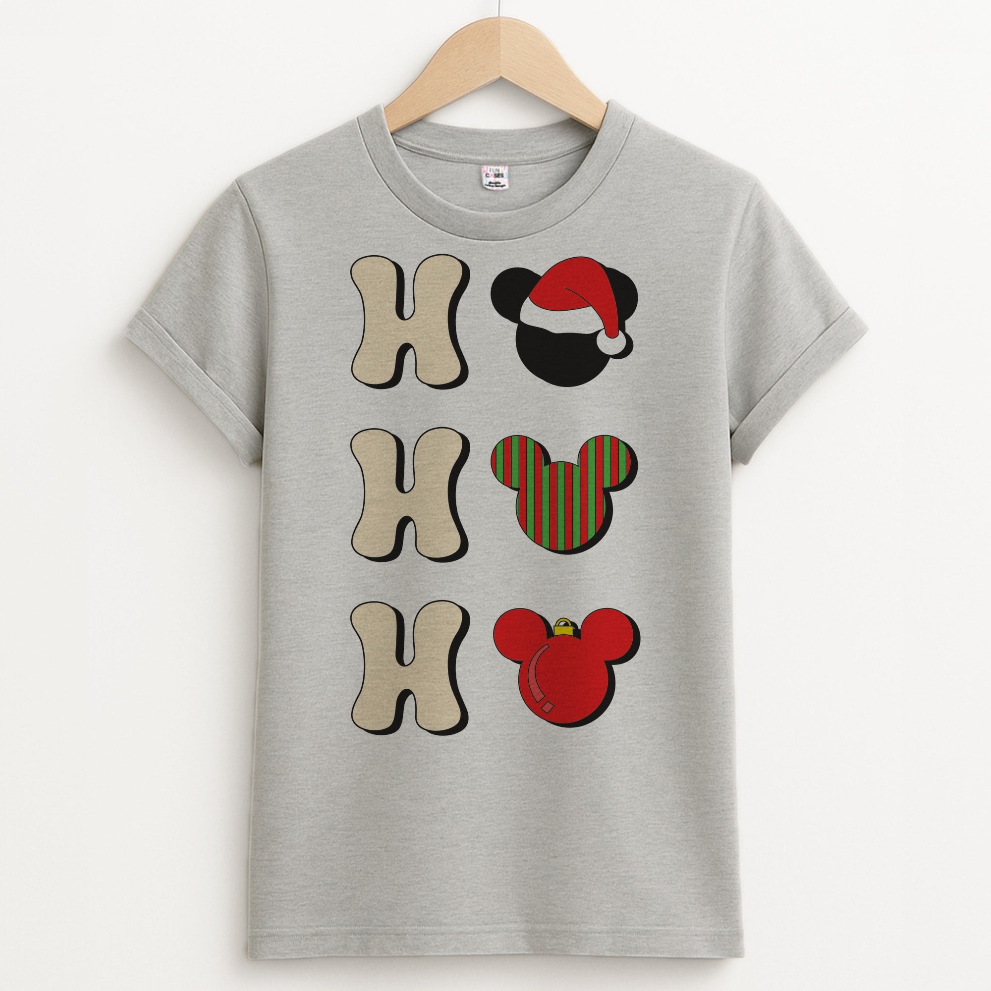 Ho Ho Ho Mickey Unisex Grey T-Shirt