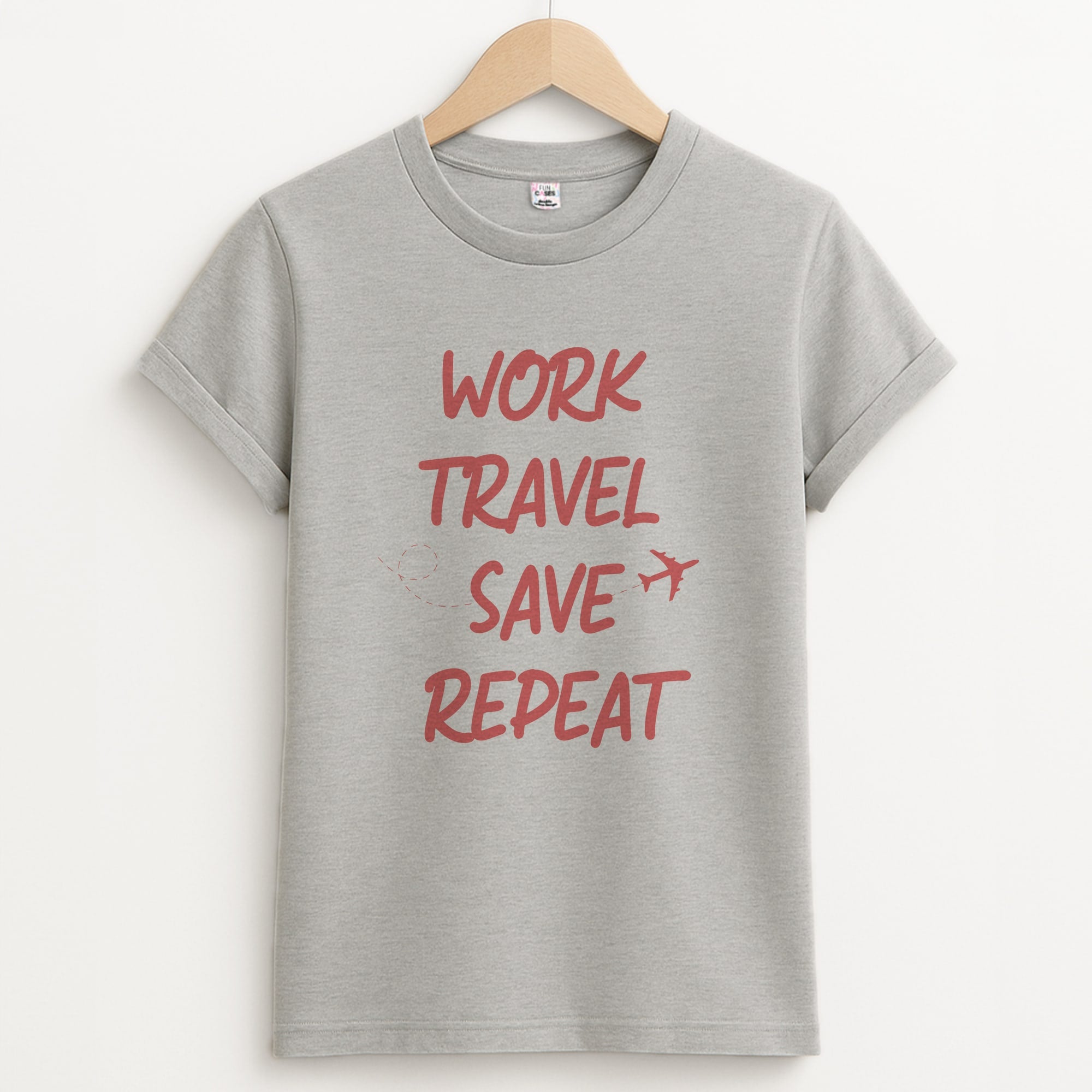 Work Travel Save Repeat - Travel Unisex Grey T-Shirt