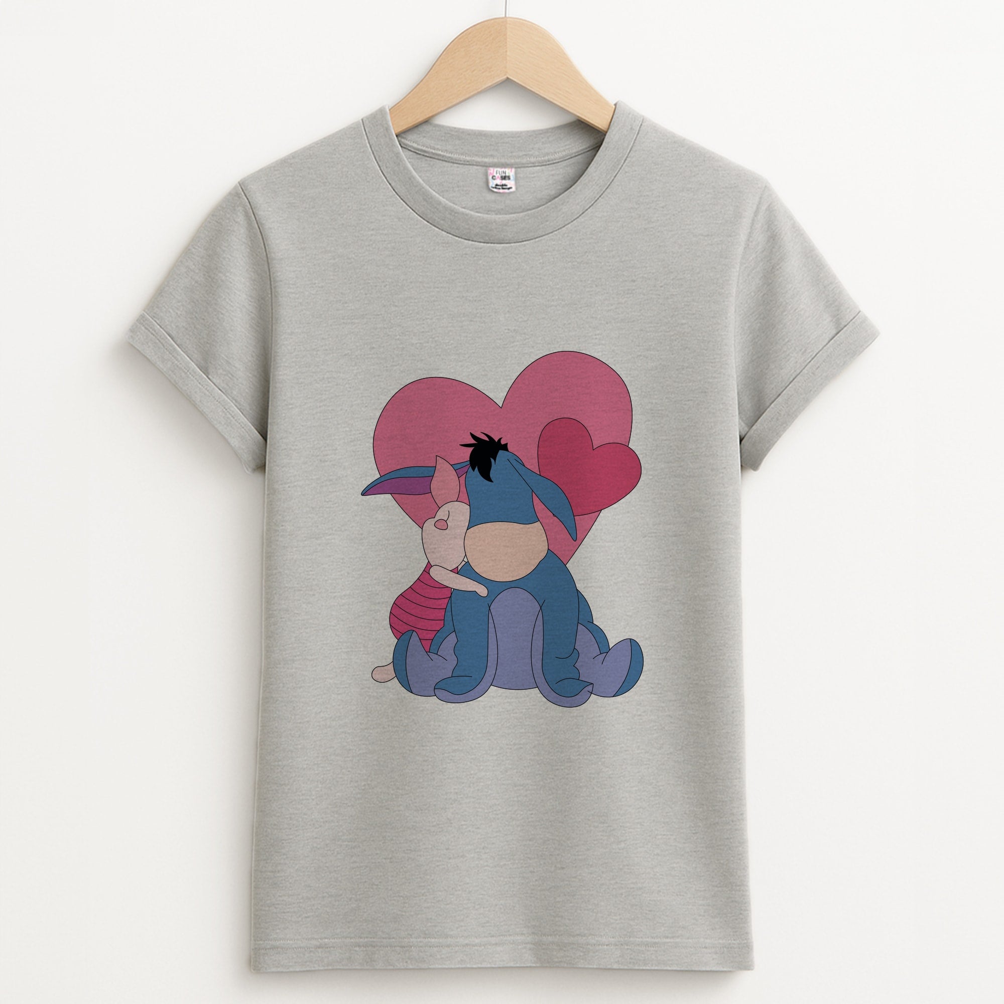 Donkey and Pig Valentine's Unisex Grey T-Shirt