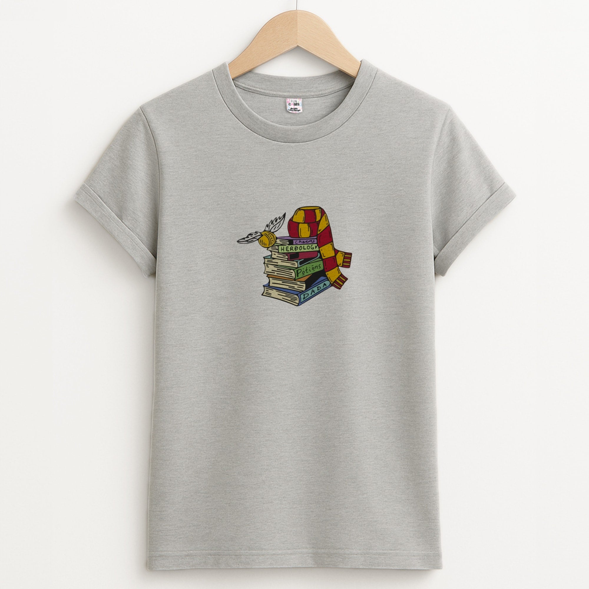 Book Stack Unisex Grey T-Shirt