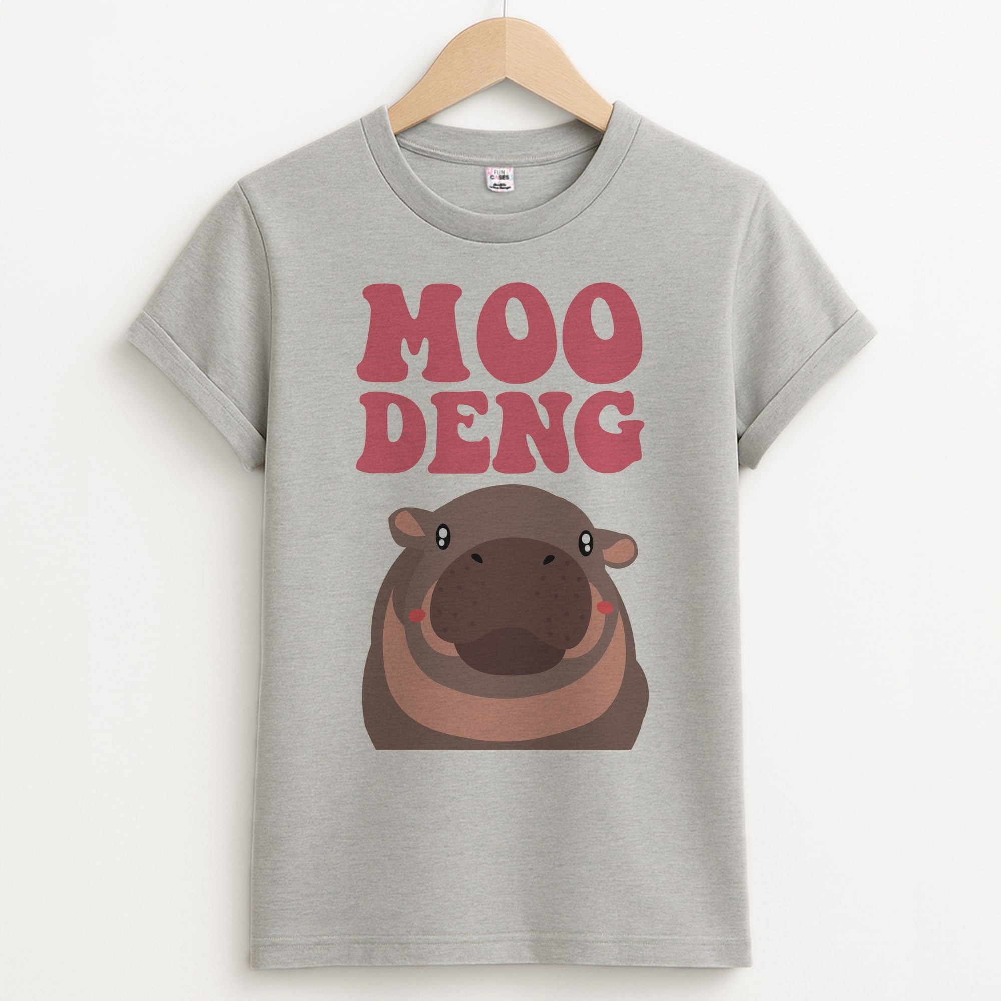 Moo Pink Unisex Grey T-Shirt