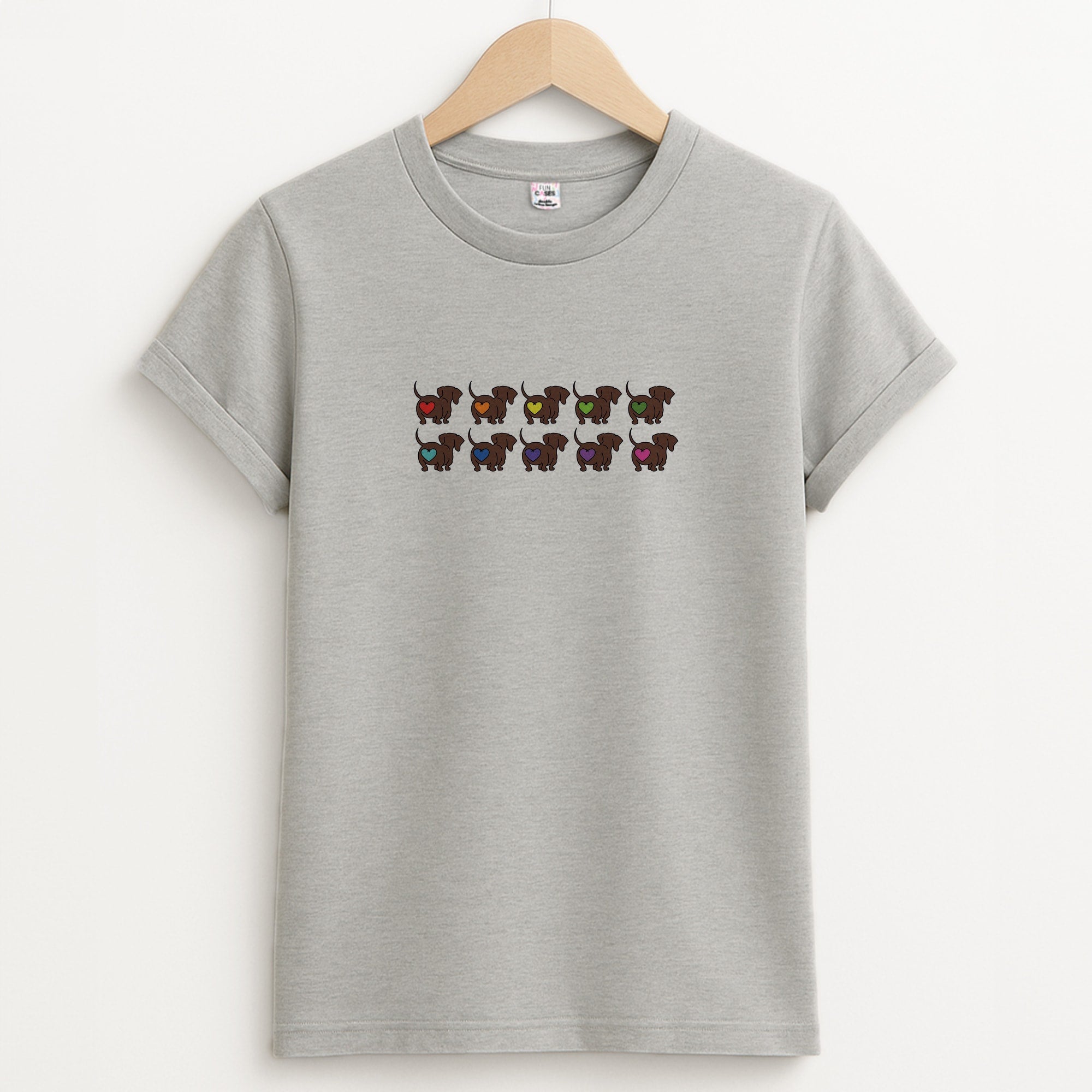 Love hearts - Dachshunds Unisex Grey T-Shirt