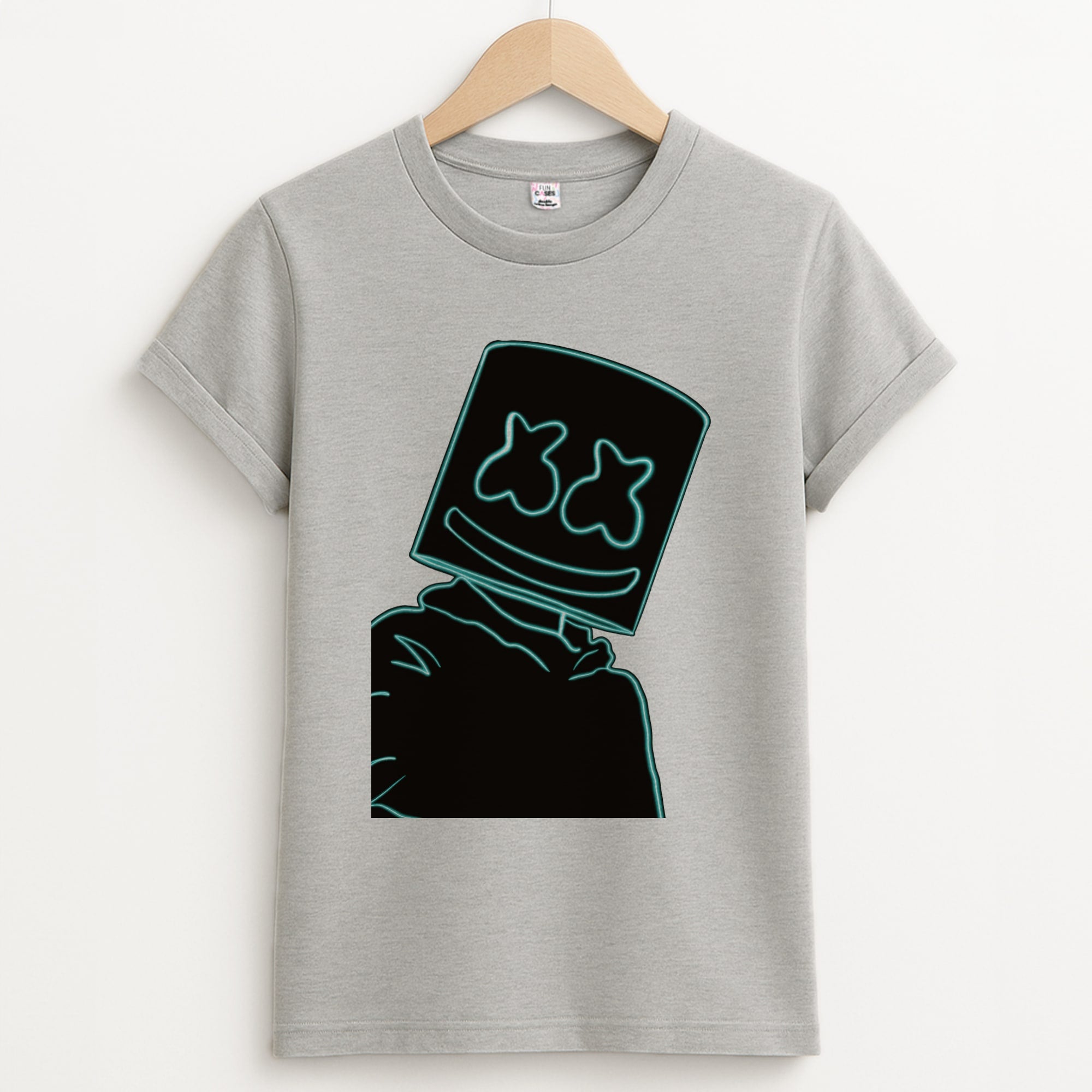 Black White Helmet DJ Neon Unisex Grey T-Shirt