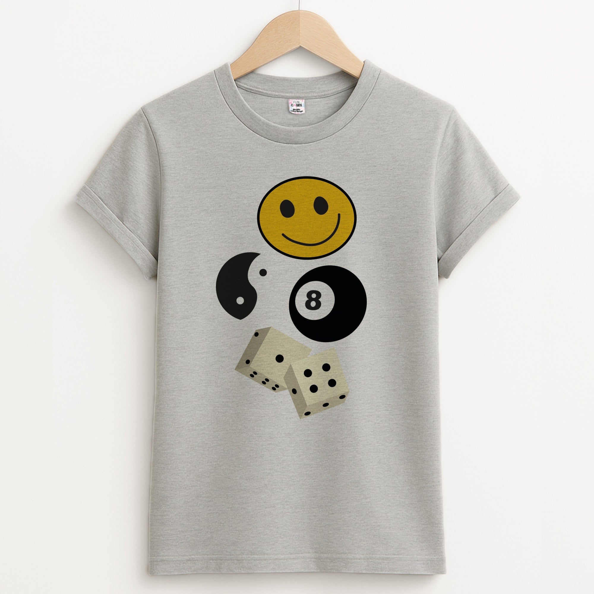 8 Ball Pattern - Skate Aesthetic Unisex Grey T-Shirt