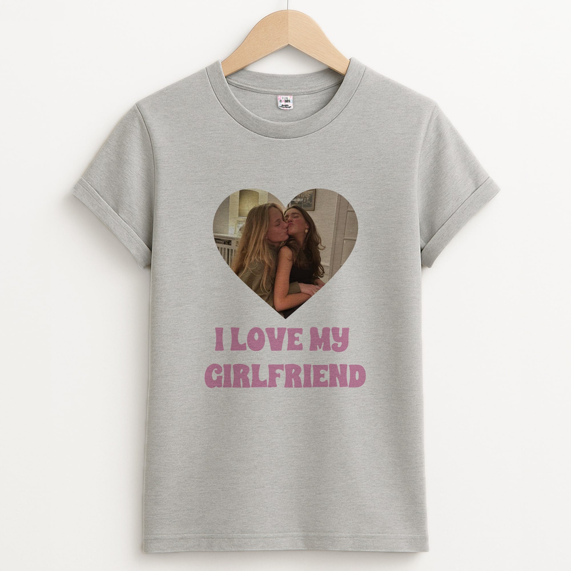 I Love My Girlfriend - Personalised Couples Unisex Grey T-Shirt