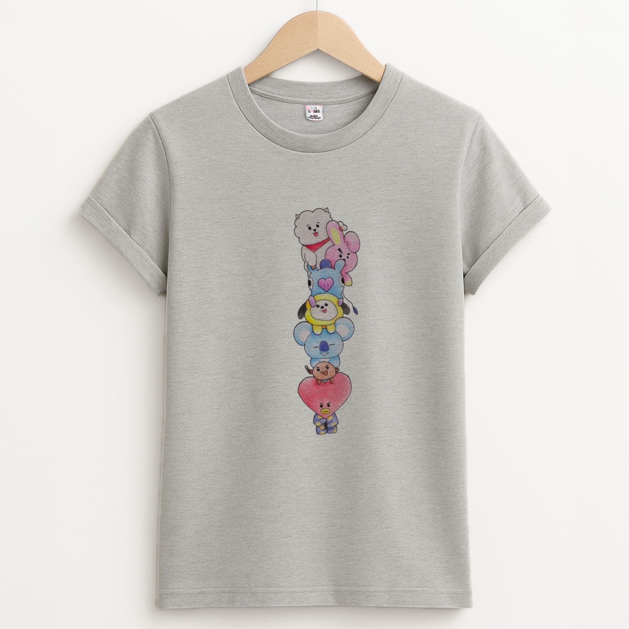 K-Pop Band BT21 Drawing Unisex Grey T-Shirt
