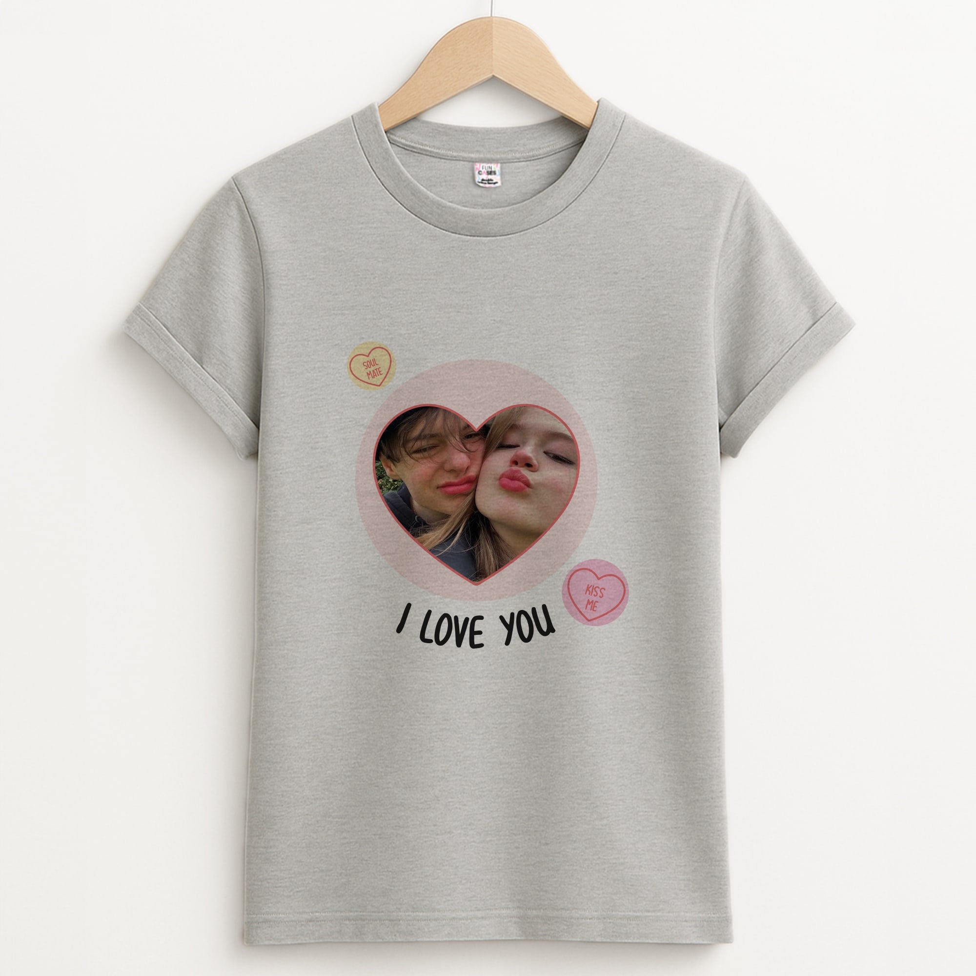 I Love You - Personalised Couples Unisex Grey T-Shirt