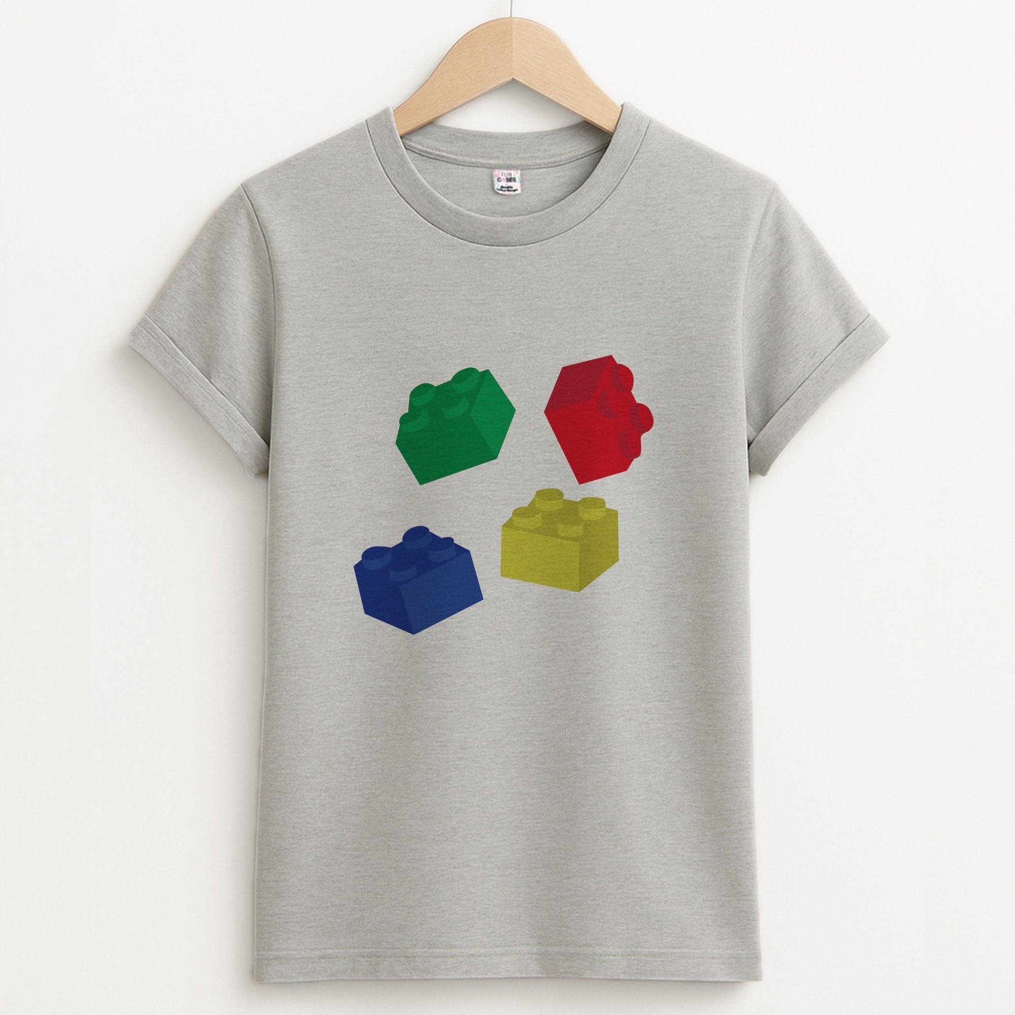 Coloured Bricks Unisex Grey T-Shirt